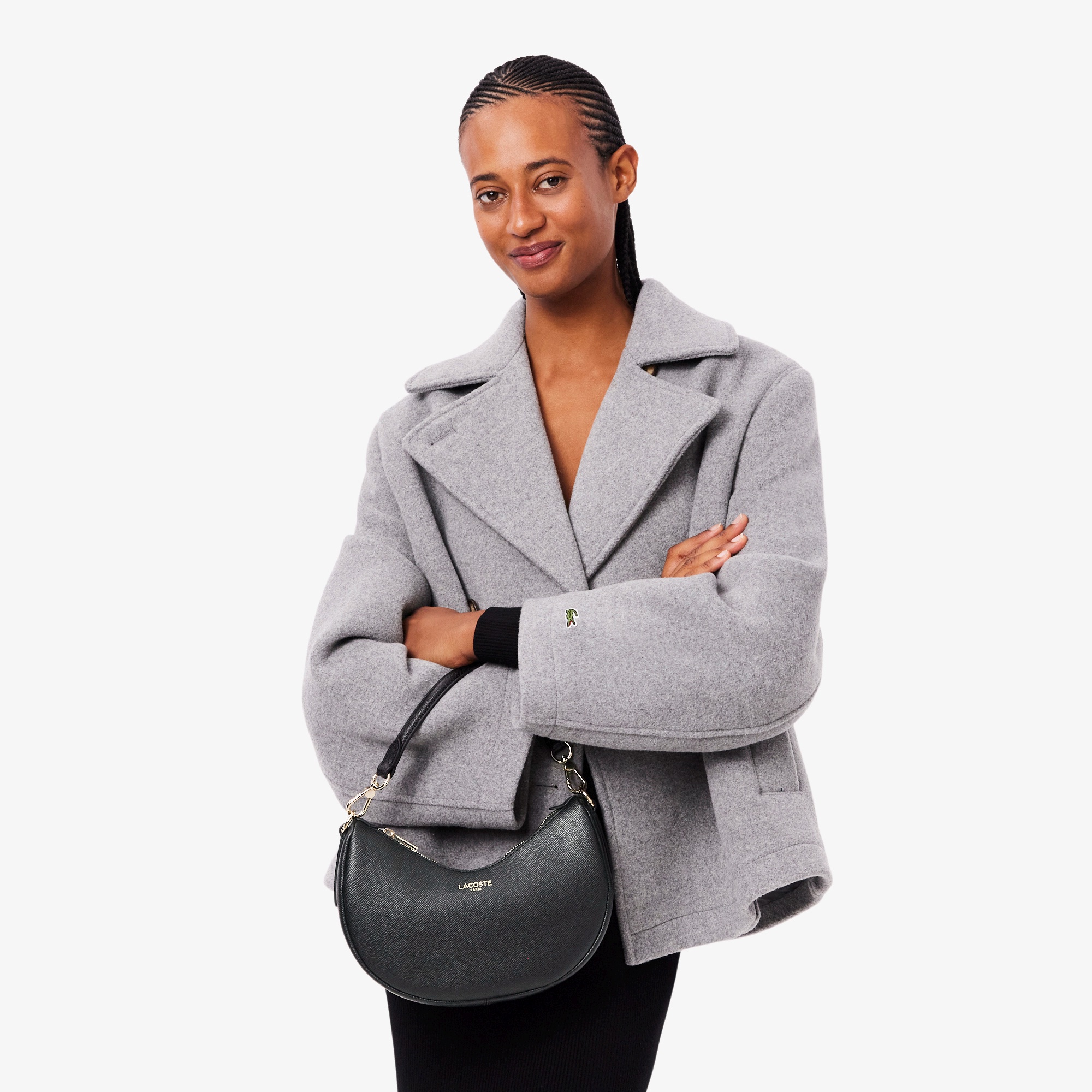 シャンゼリゼ レザーハーフムーンショルダーバッグ