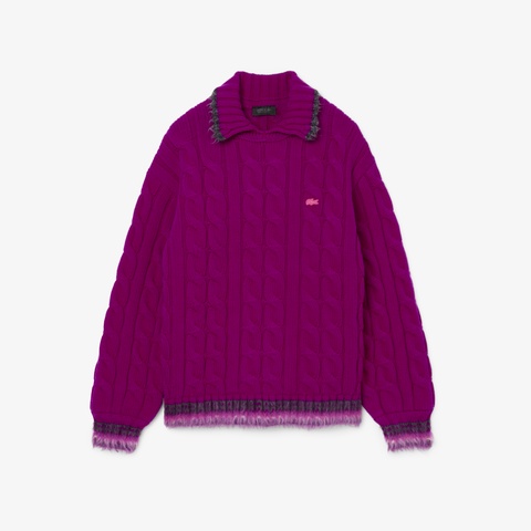 『FW25 Fashion Show』シャギーリブケーブルニットポロカラーセーター