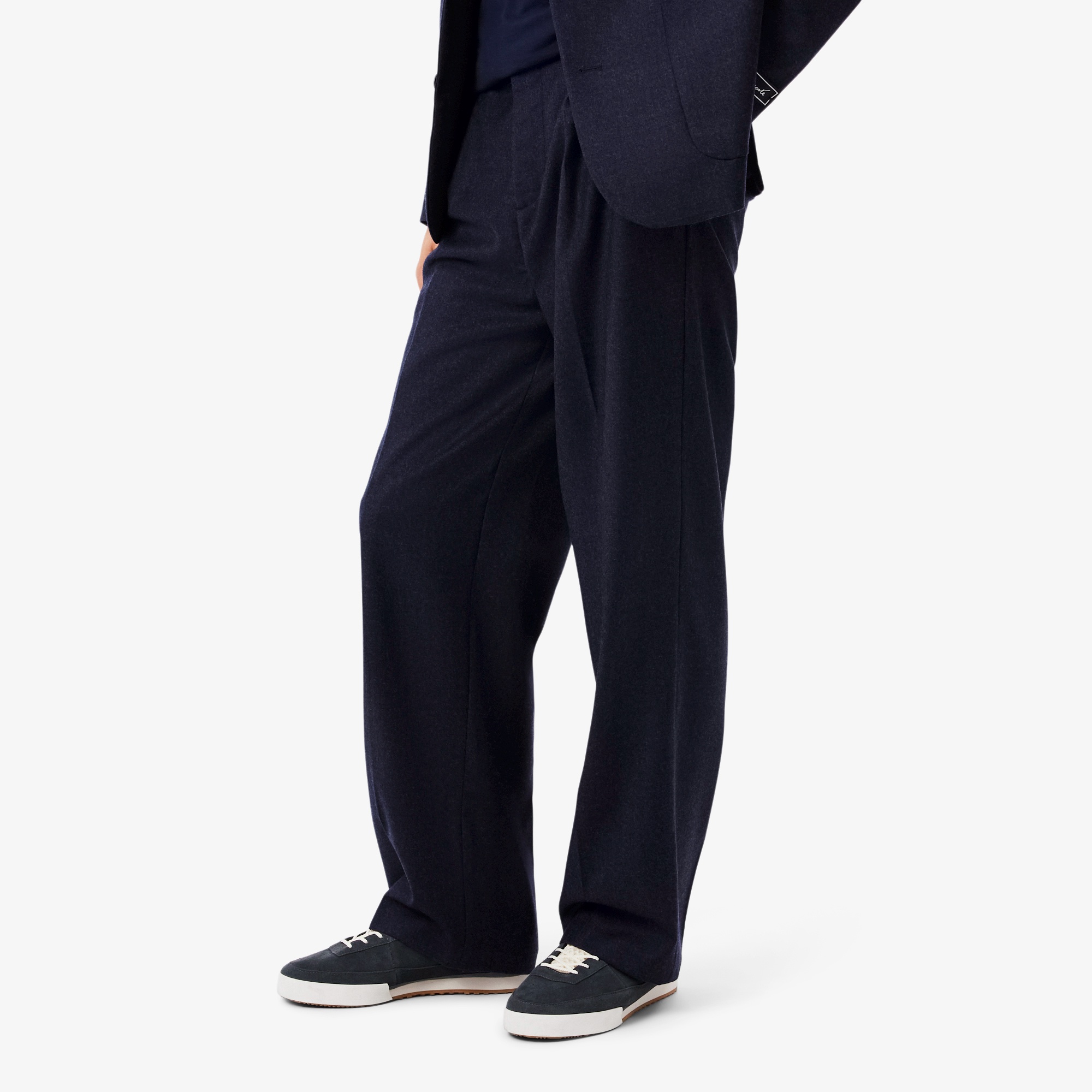 ストレートフィットフェルテッドウールプリーツパンツ