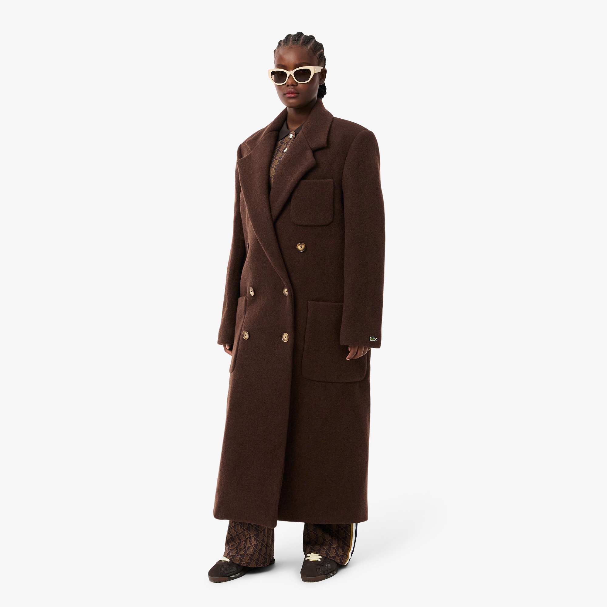 ダブルブレストバージンウールロングコート