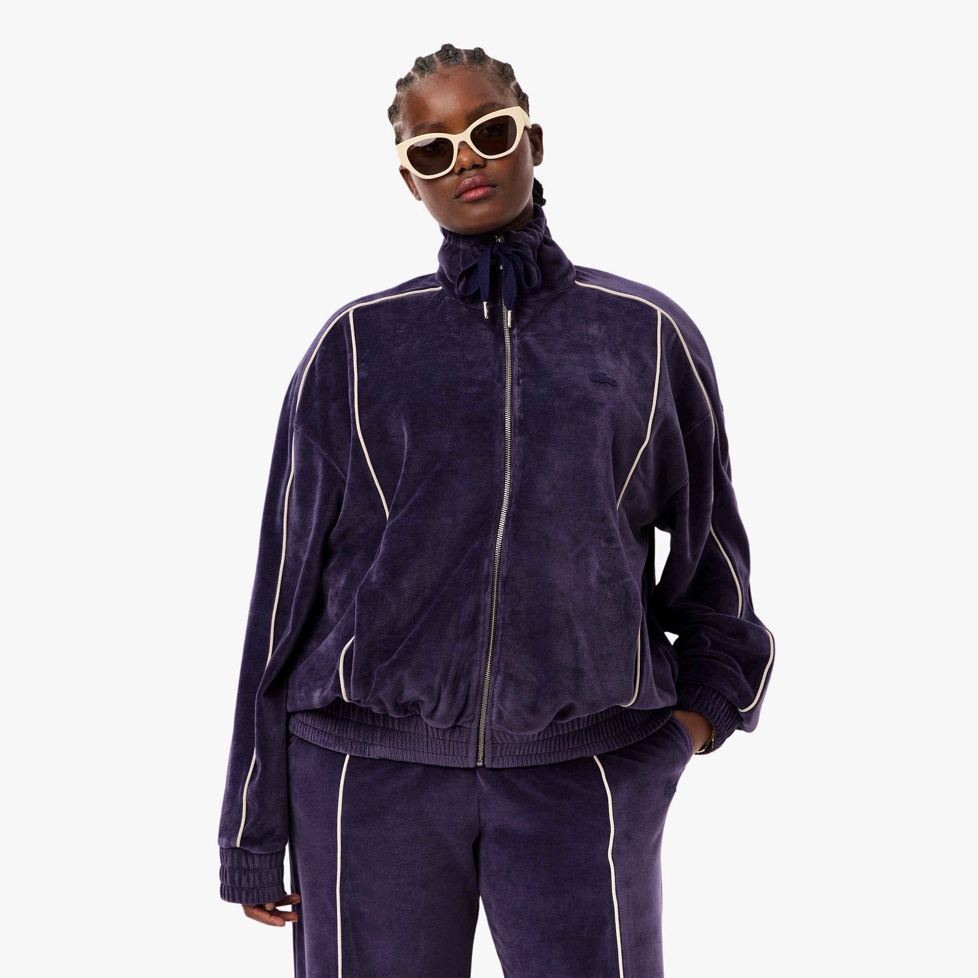 ベロアタッチパイピングトラックジャケット