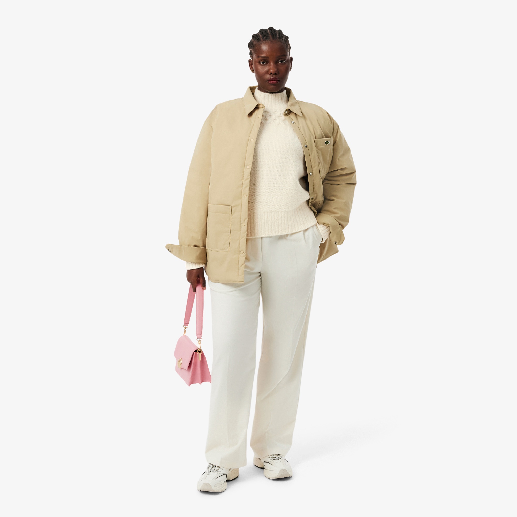 パッチワークエフェクトウールニットハイネックセーター