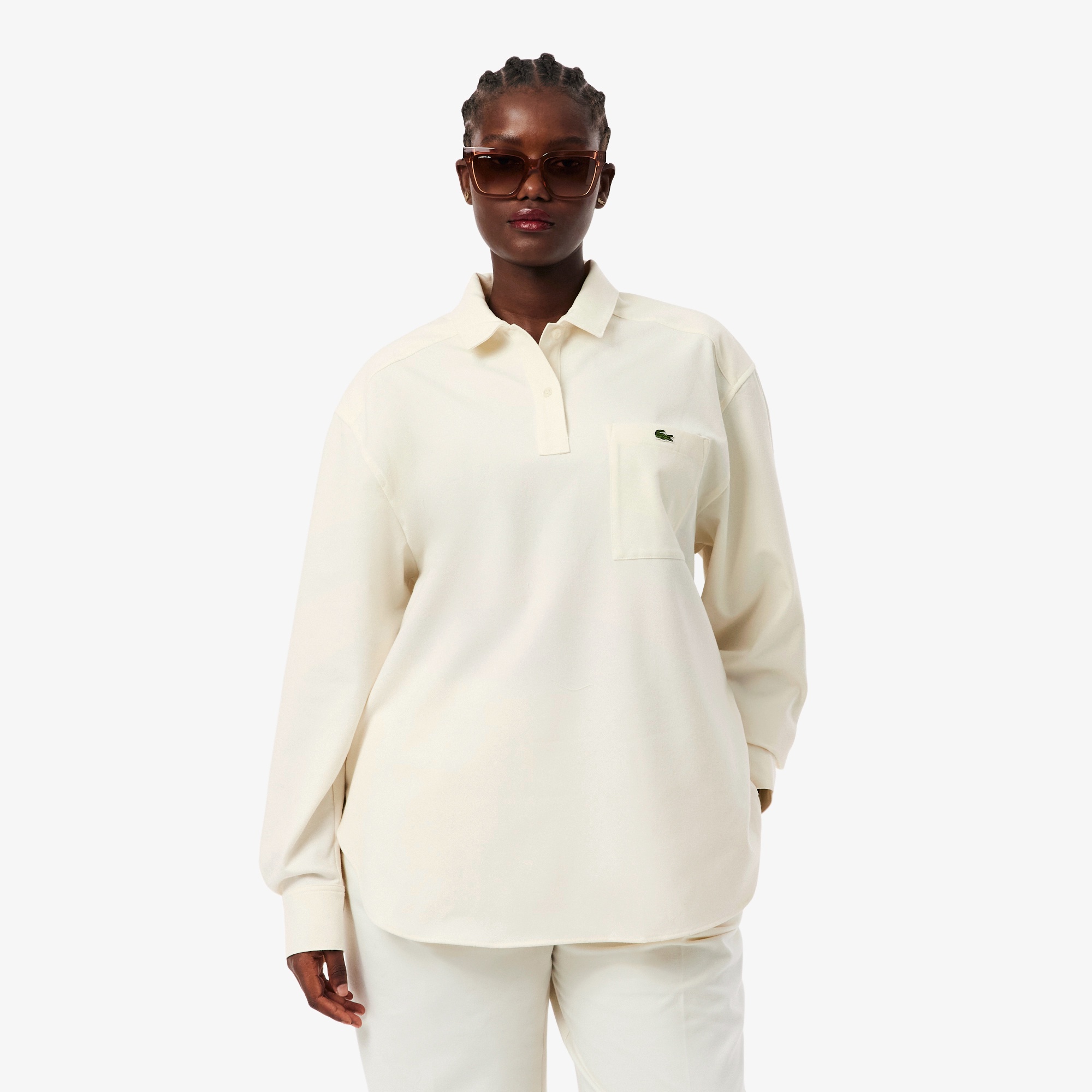 オーバーサイズハーフボタンフランネルシャツ