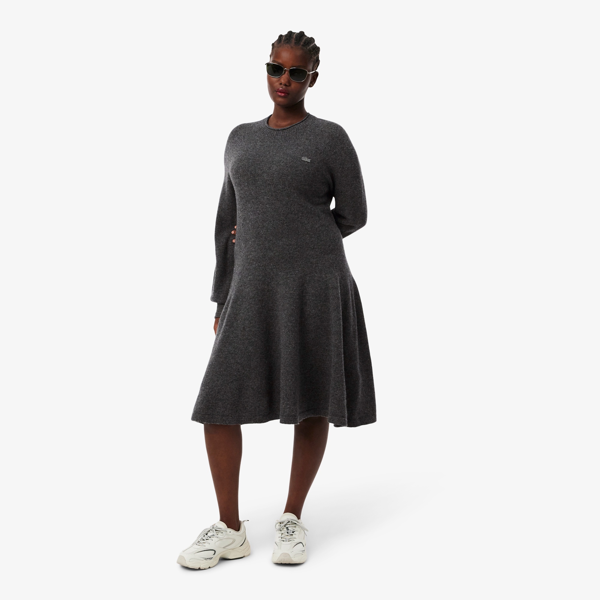 3Dニッティングシームレスフレアドレスセーター