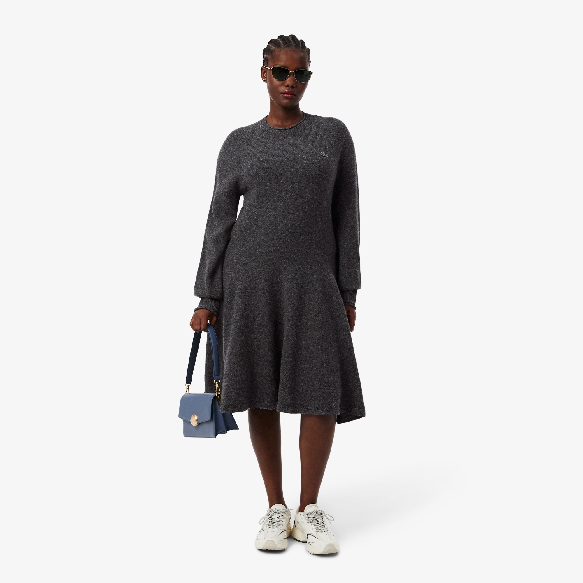 3Dニッティングシームレスフレアドレスセーター