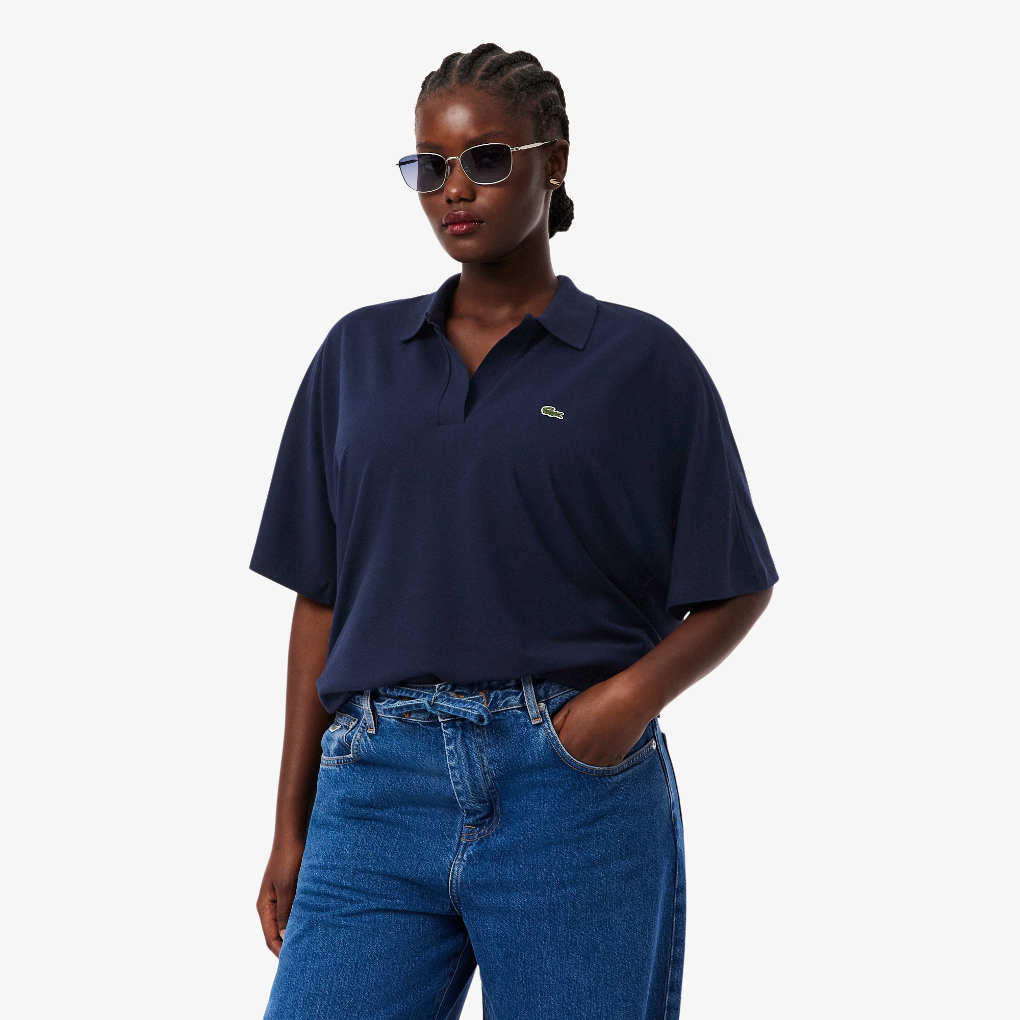 スキッパーネックポロシャツ