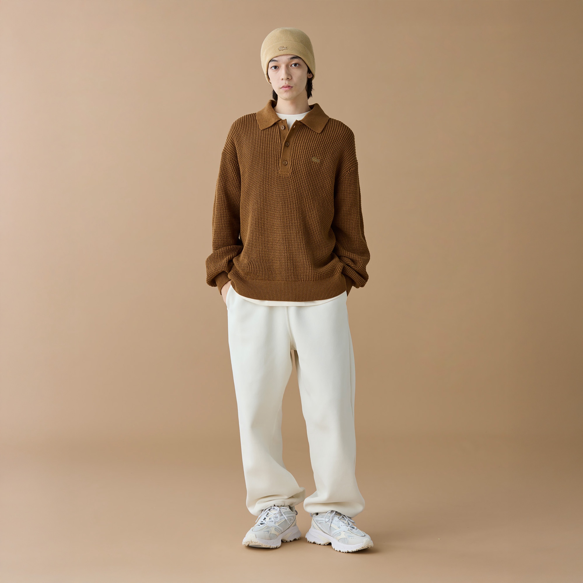 ワッフルニットポロセーター