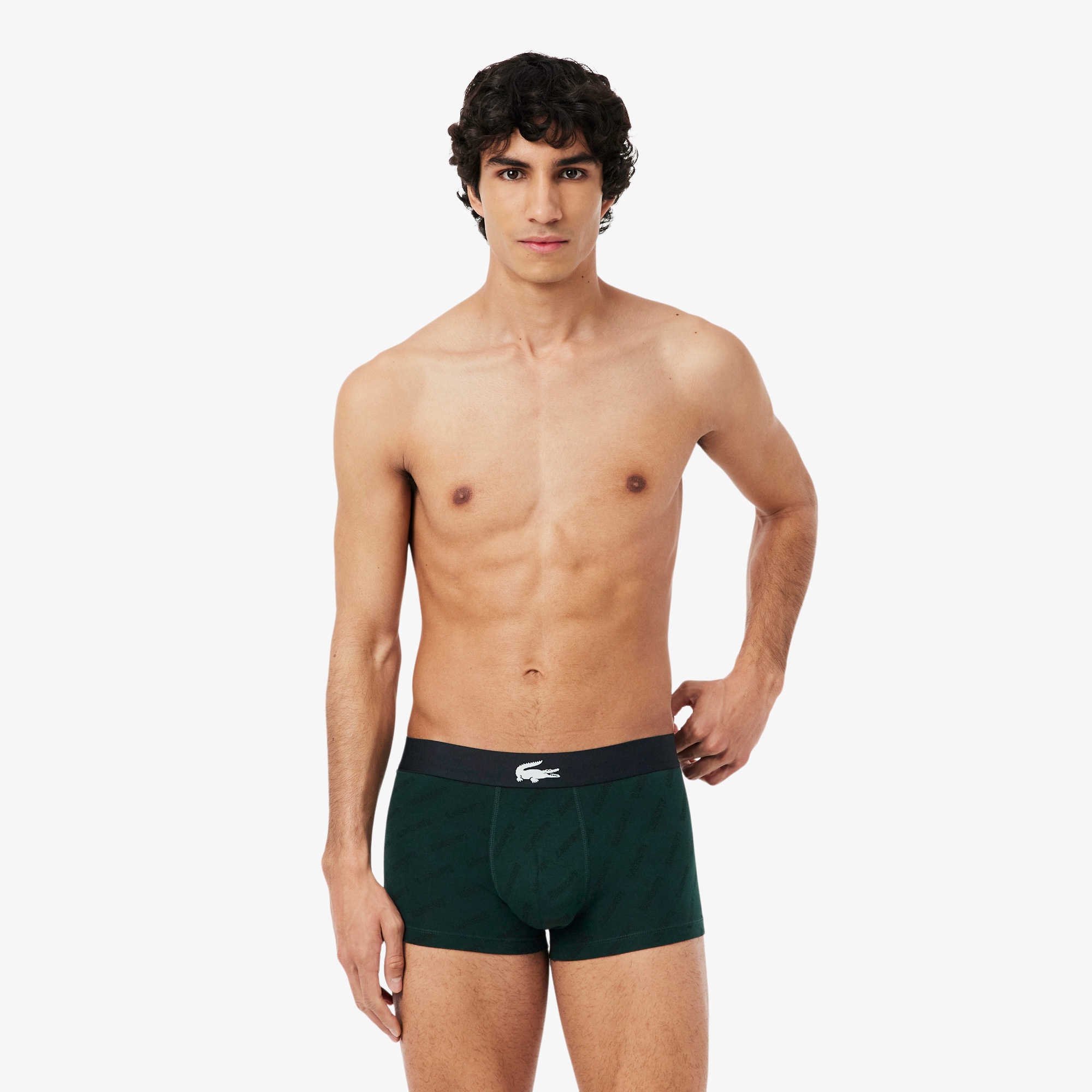 ナナメブランドネームロゴプリントストレッチコットントランクショーツ