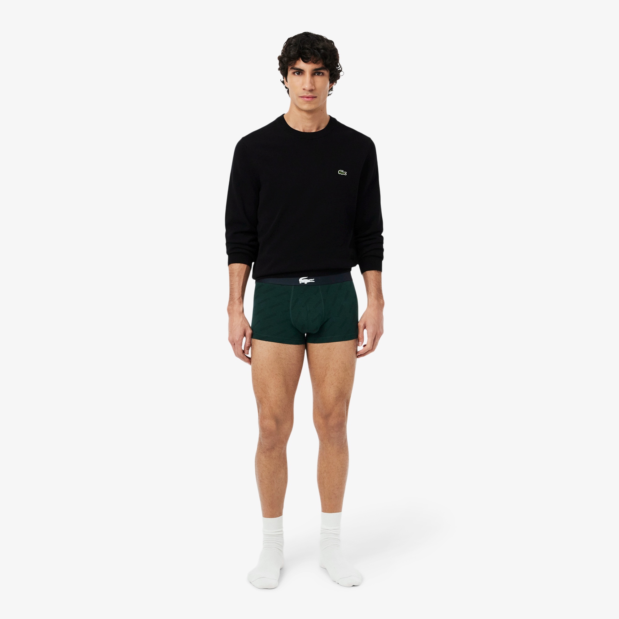 ナナメブランドネームロゴプリントストレッチコットントランクショーツ