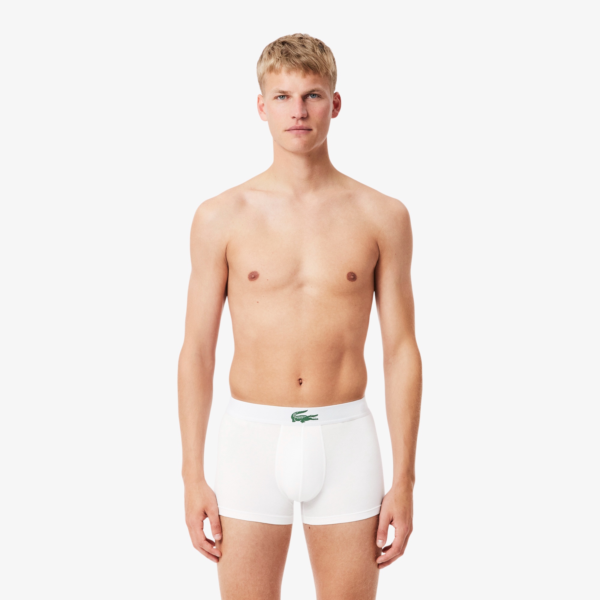 コントラストワニロゴウエストバンドストレッチジャージトランクショーツ 3P