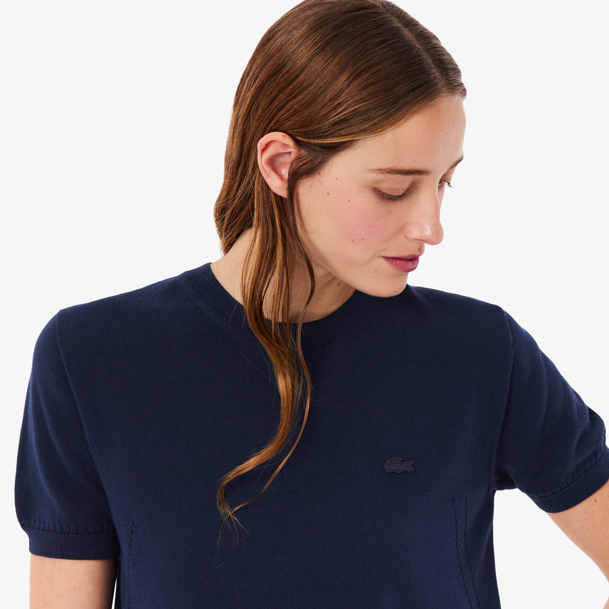 シームレス3Dニット半袖セーター