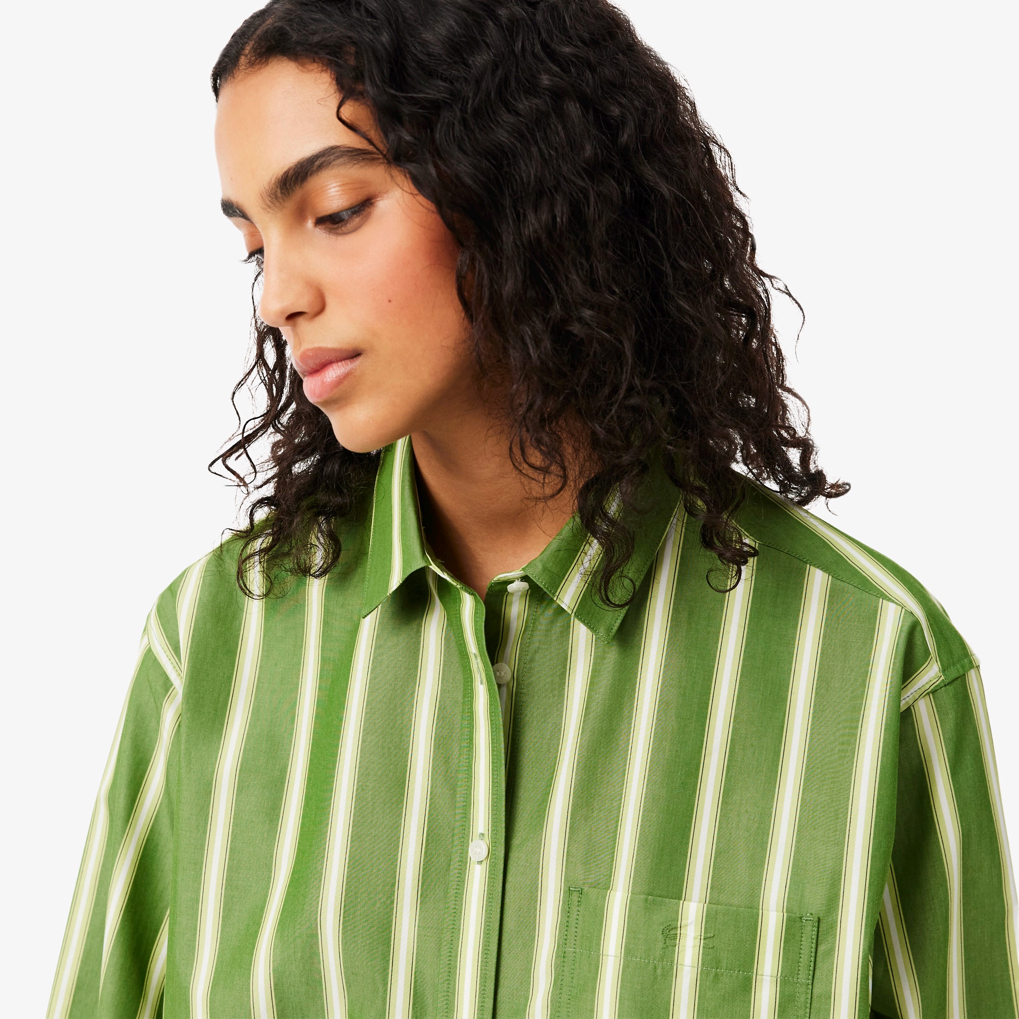 オーバーサイズストライプポプリンシャツ