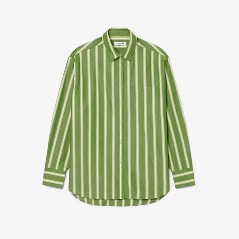 オーバーサイズストライプポプリンシャツ
