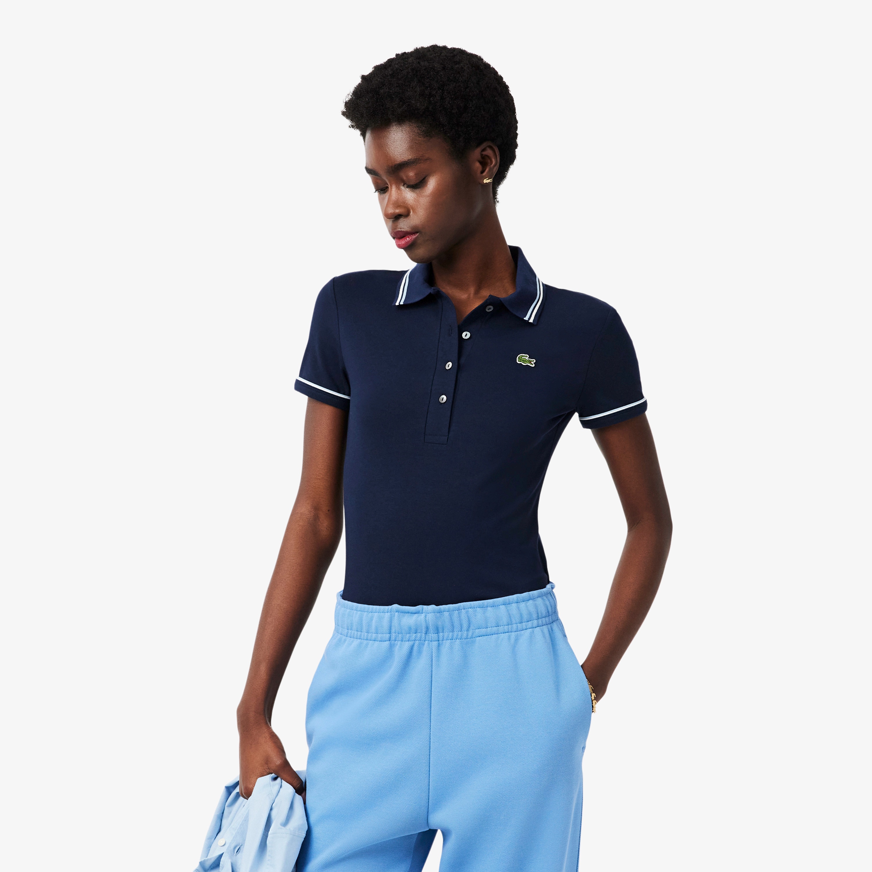 カラー&カフスラインスリムフィットポロシャツ