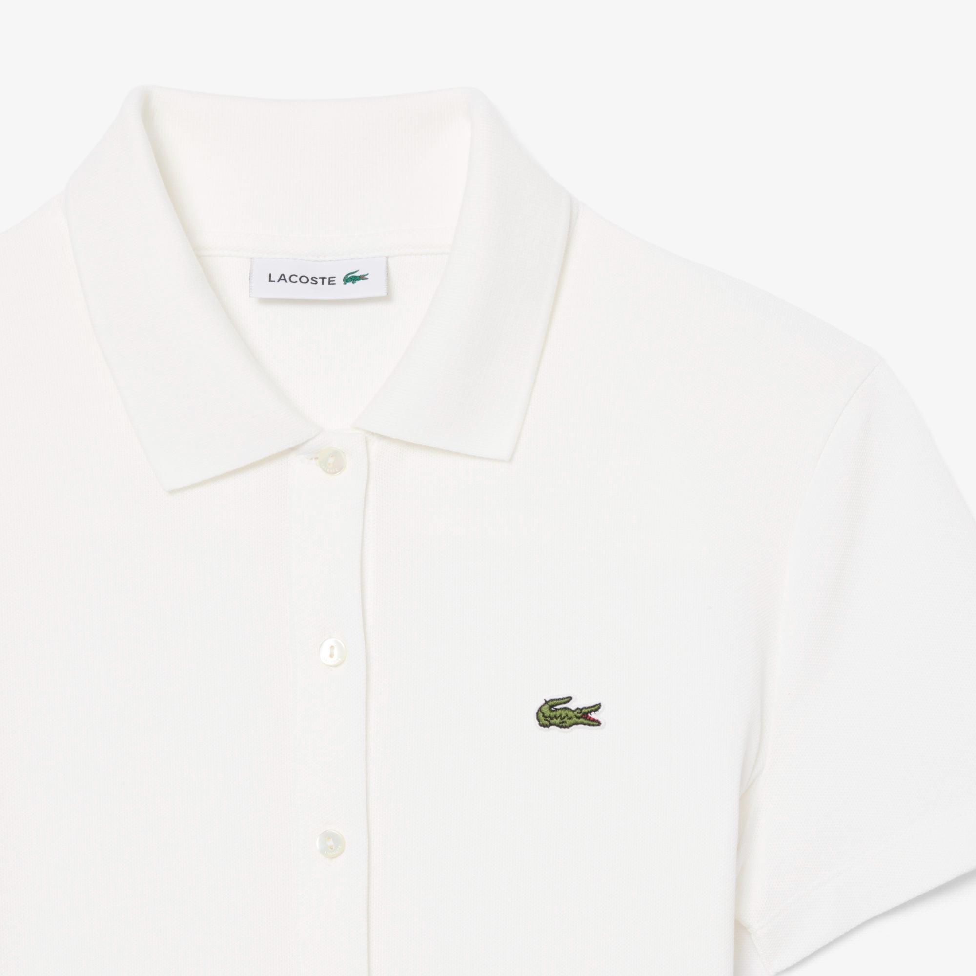 ストレッチ鹿の子地プリーツポロドレス