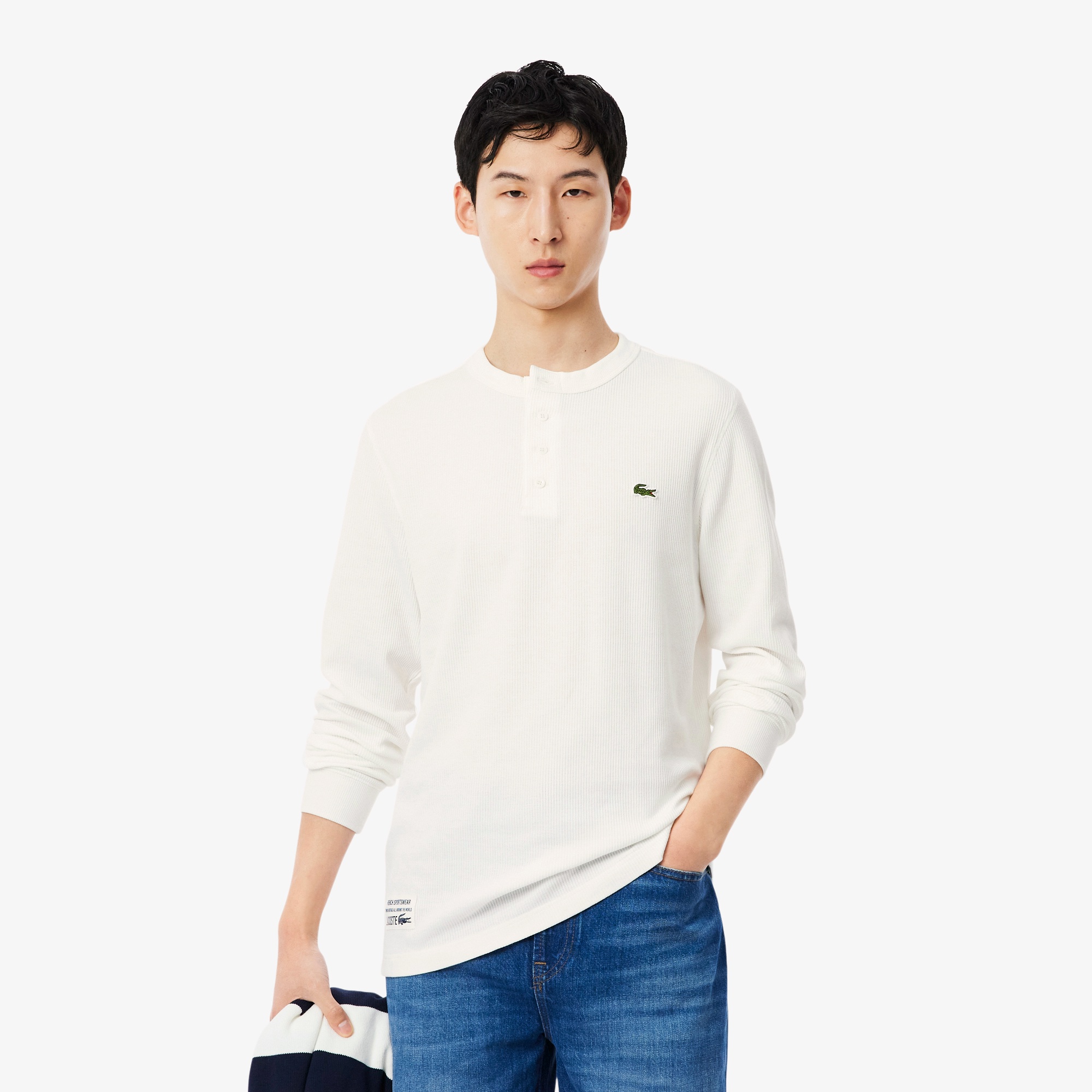 ヘンリーネックワッフルTシャツ