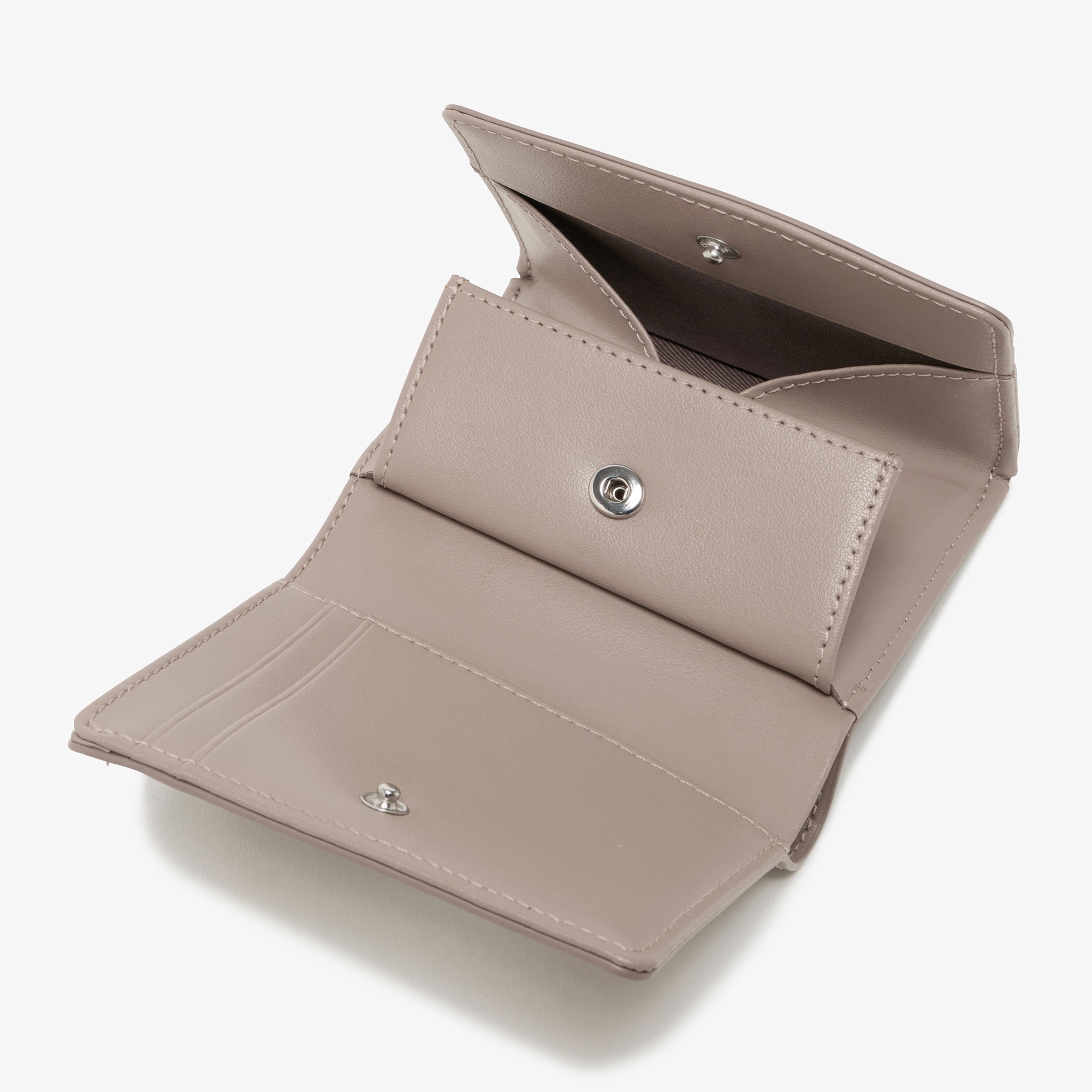 シルバーブローチ2つ折りレザーミニウォレット