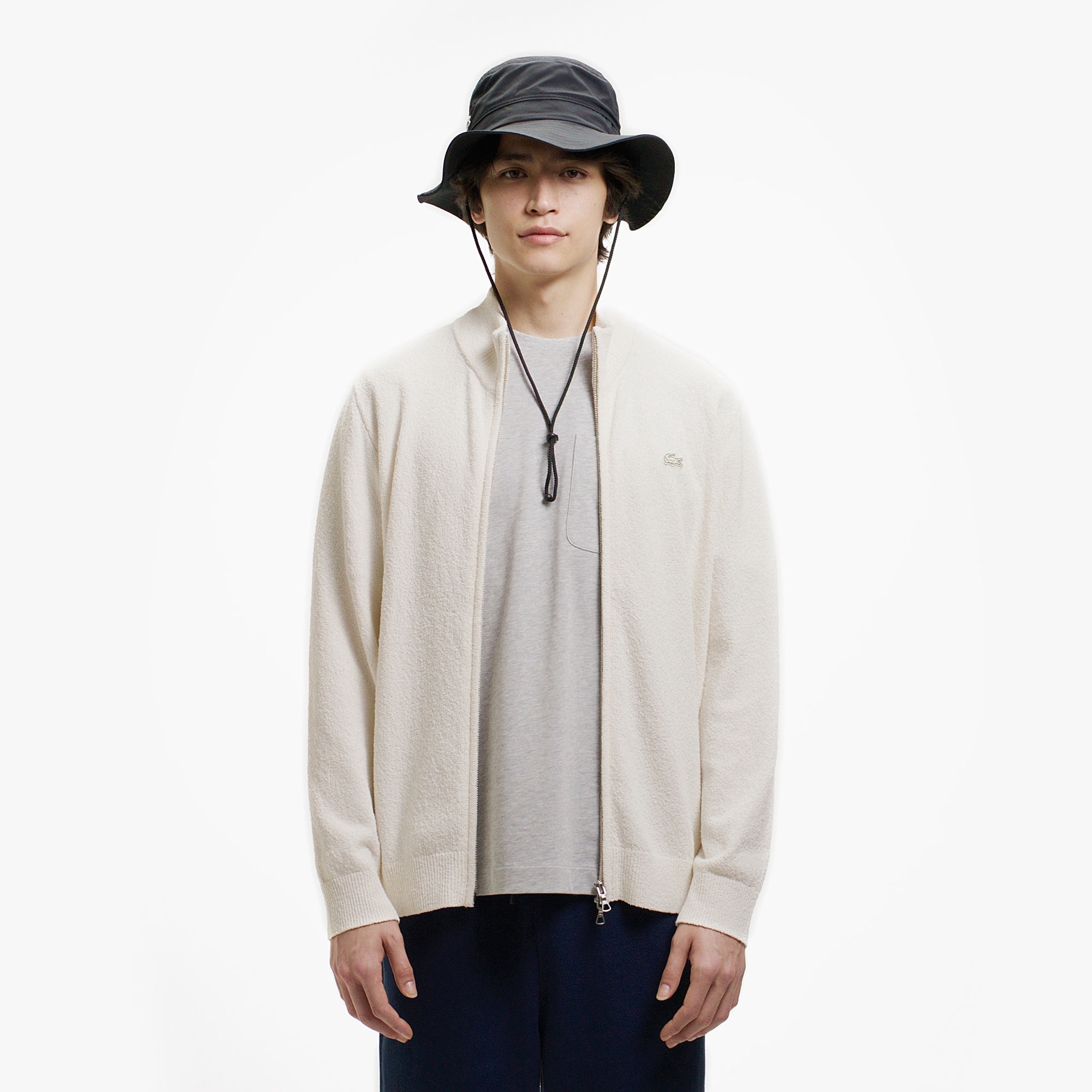 ブークレー スタンドジップニットカーディガン