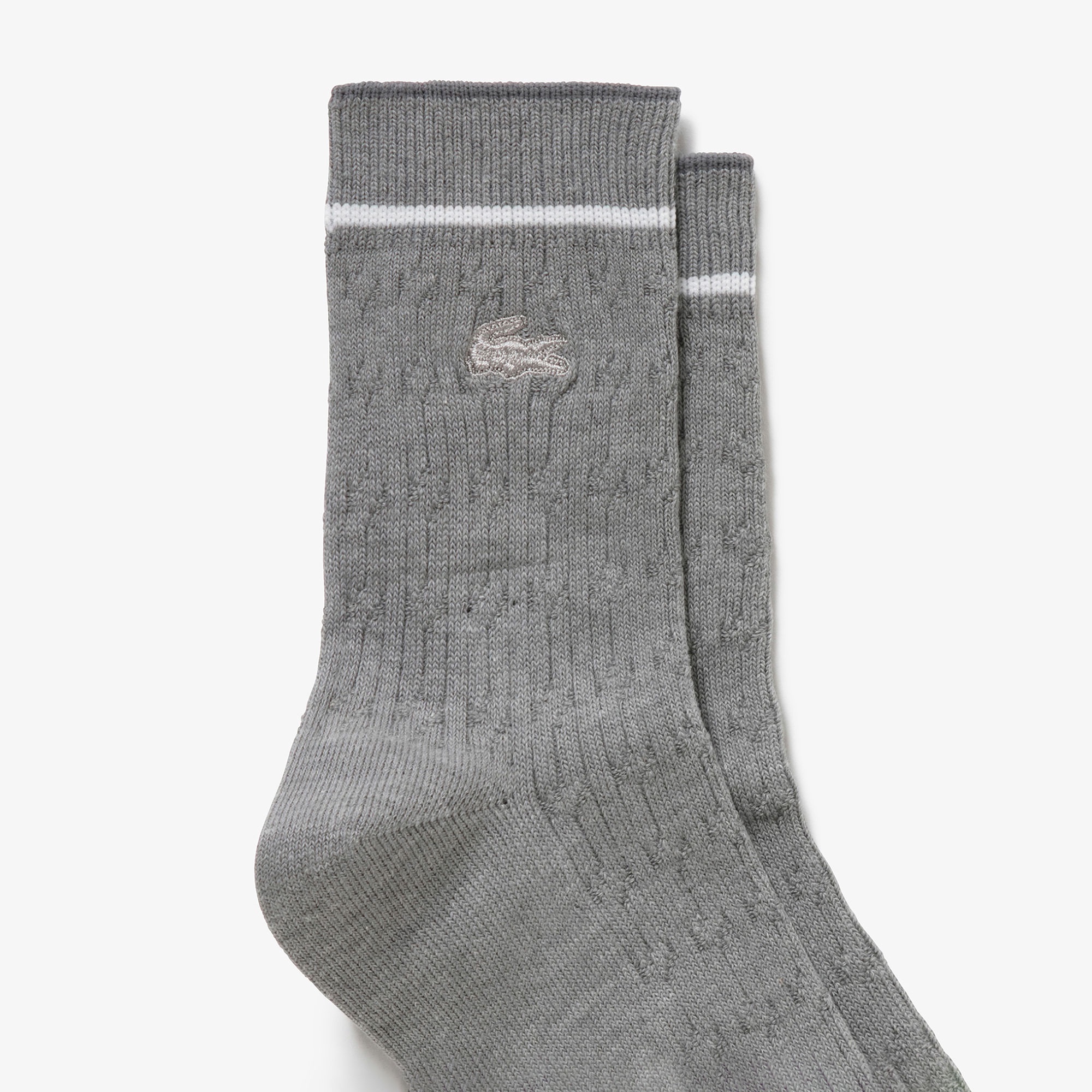 配色ラインケーブルニットソックス