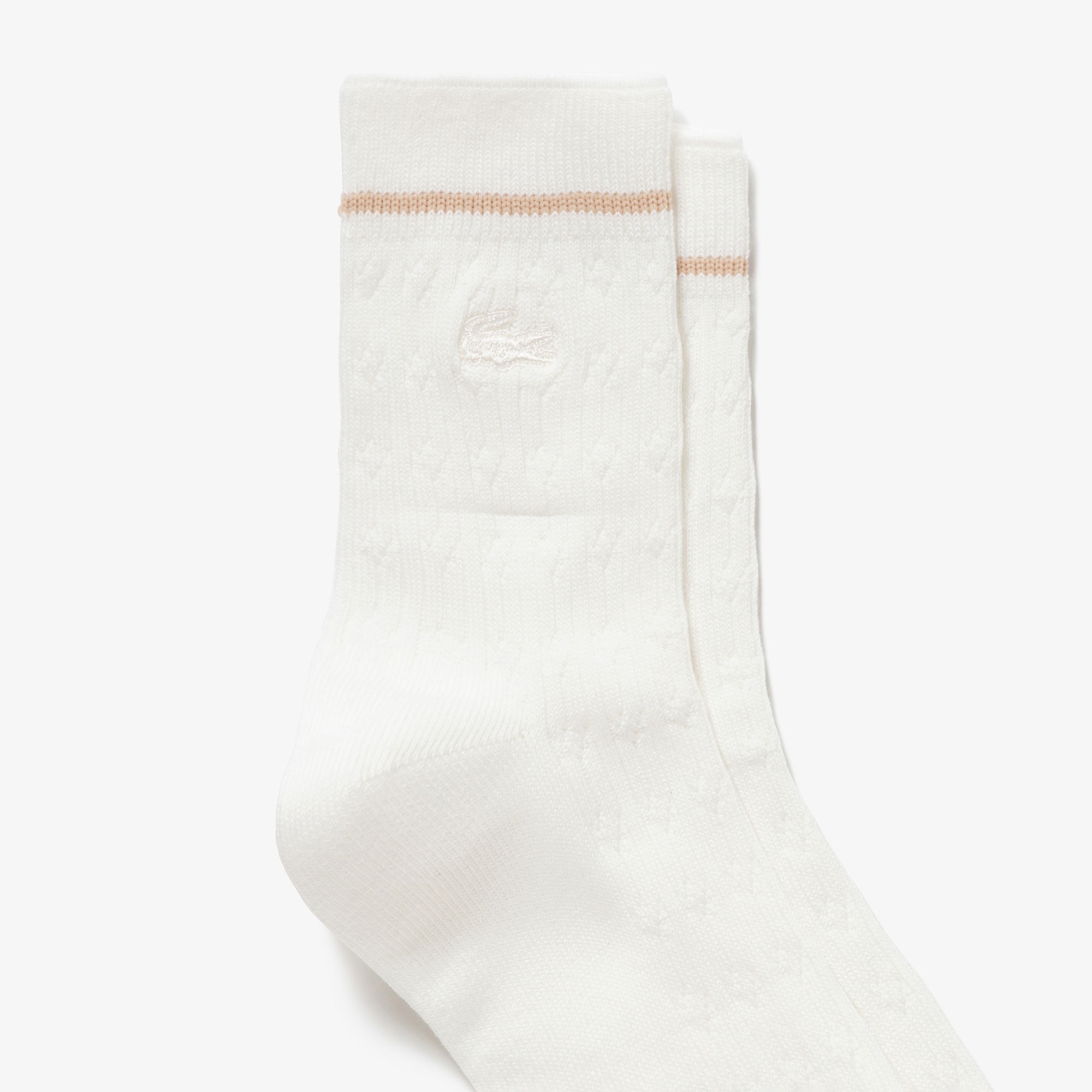 配色ラインケーブルニットソックス