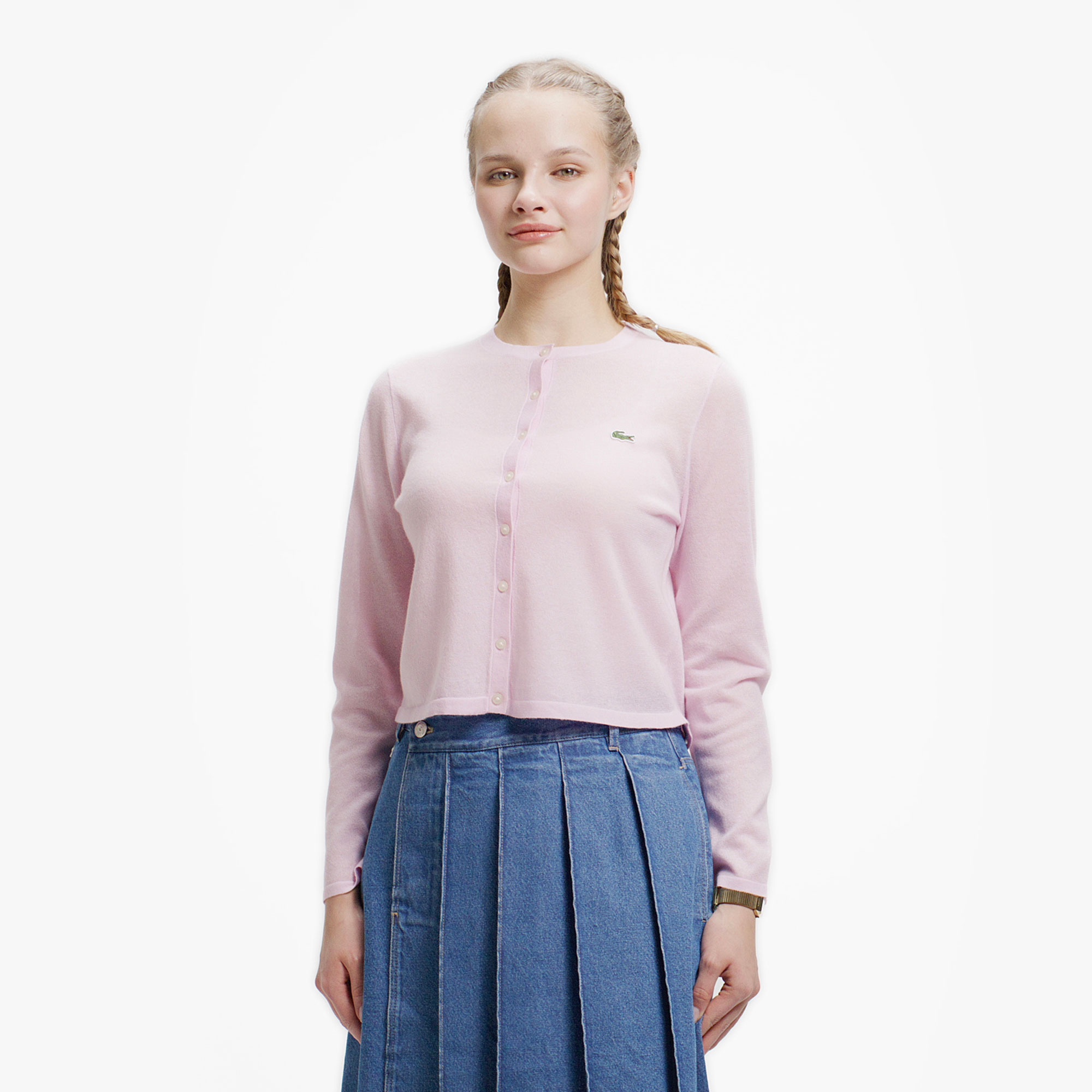 丸首ラメニットカーディガン