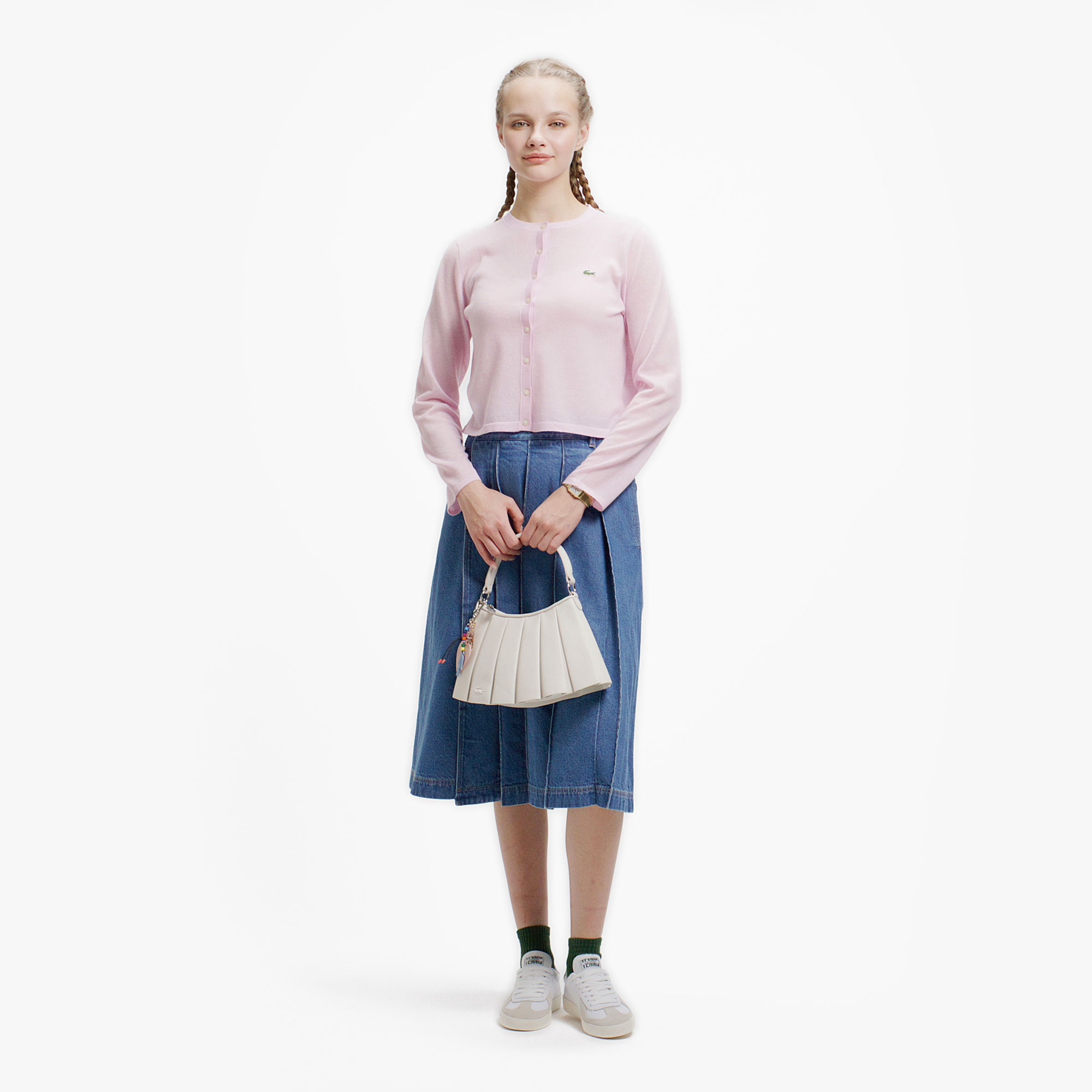 丸首ラメニットカーディガン