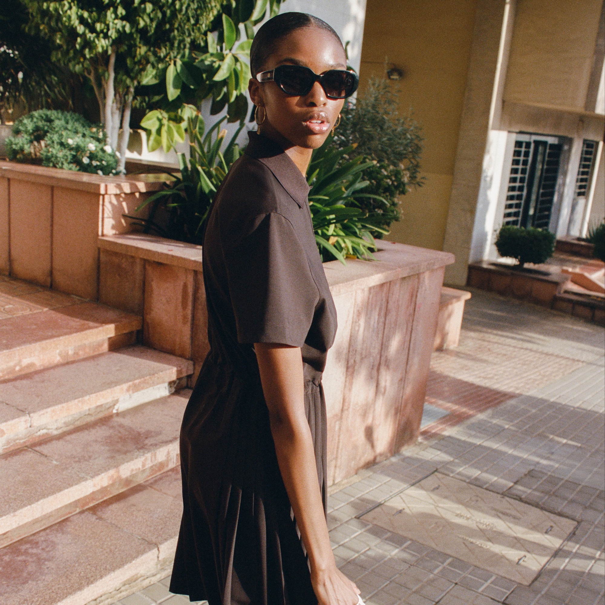 クリアテンプル スクエアシェイプサングラス