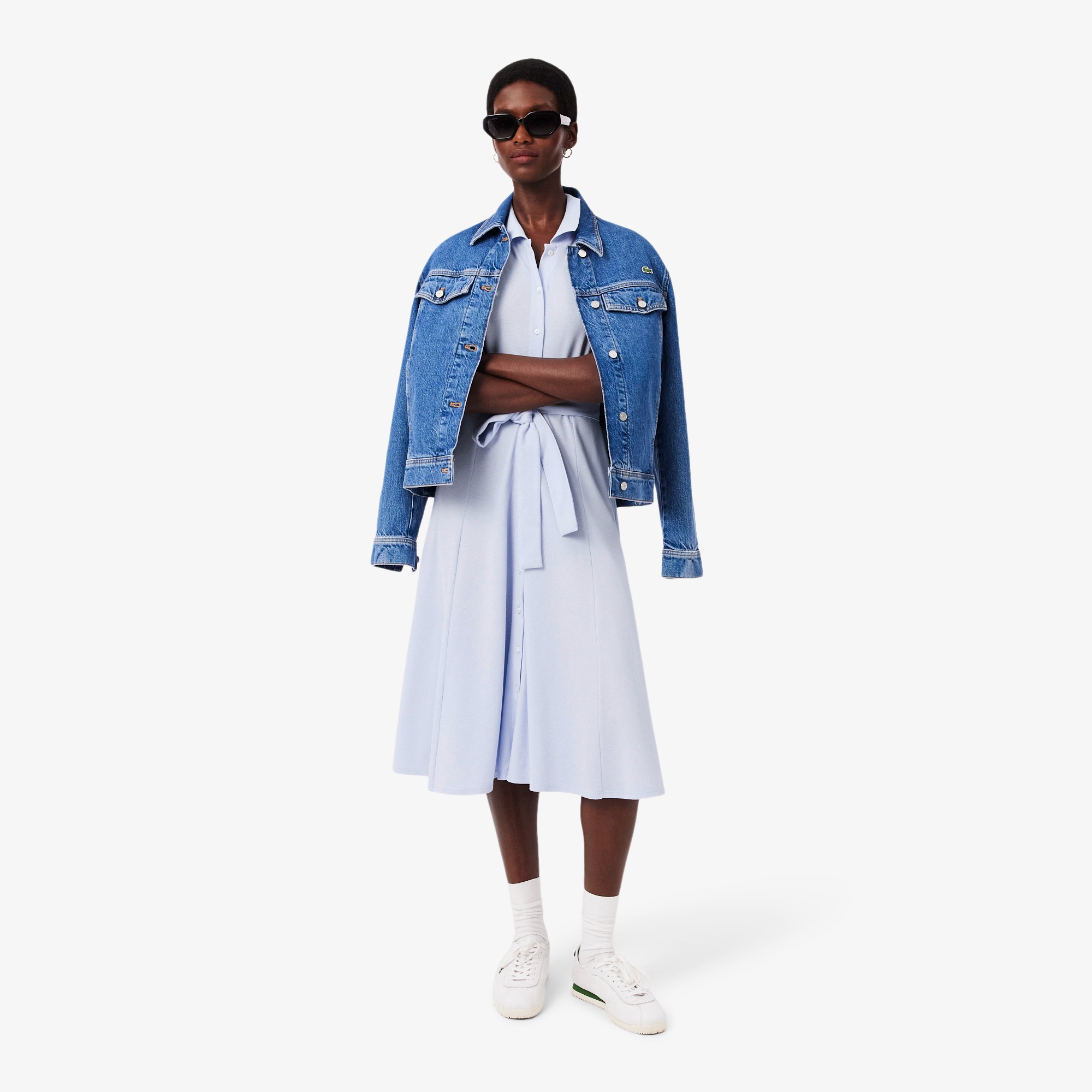 鹿の子地シャツドレス