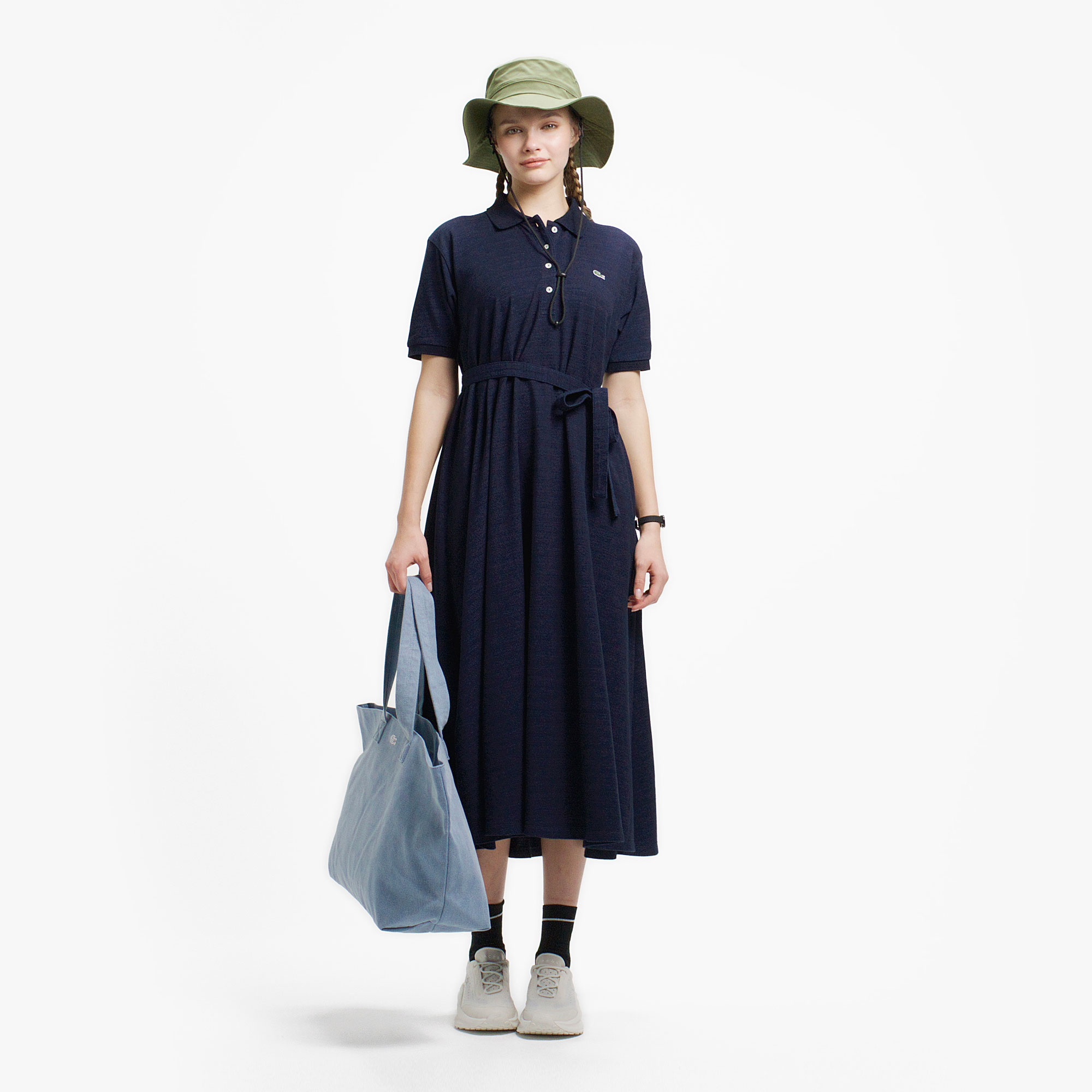 インディゴ鹿の子ポロドレス