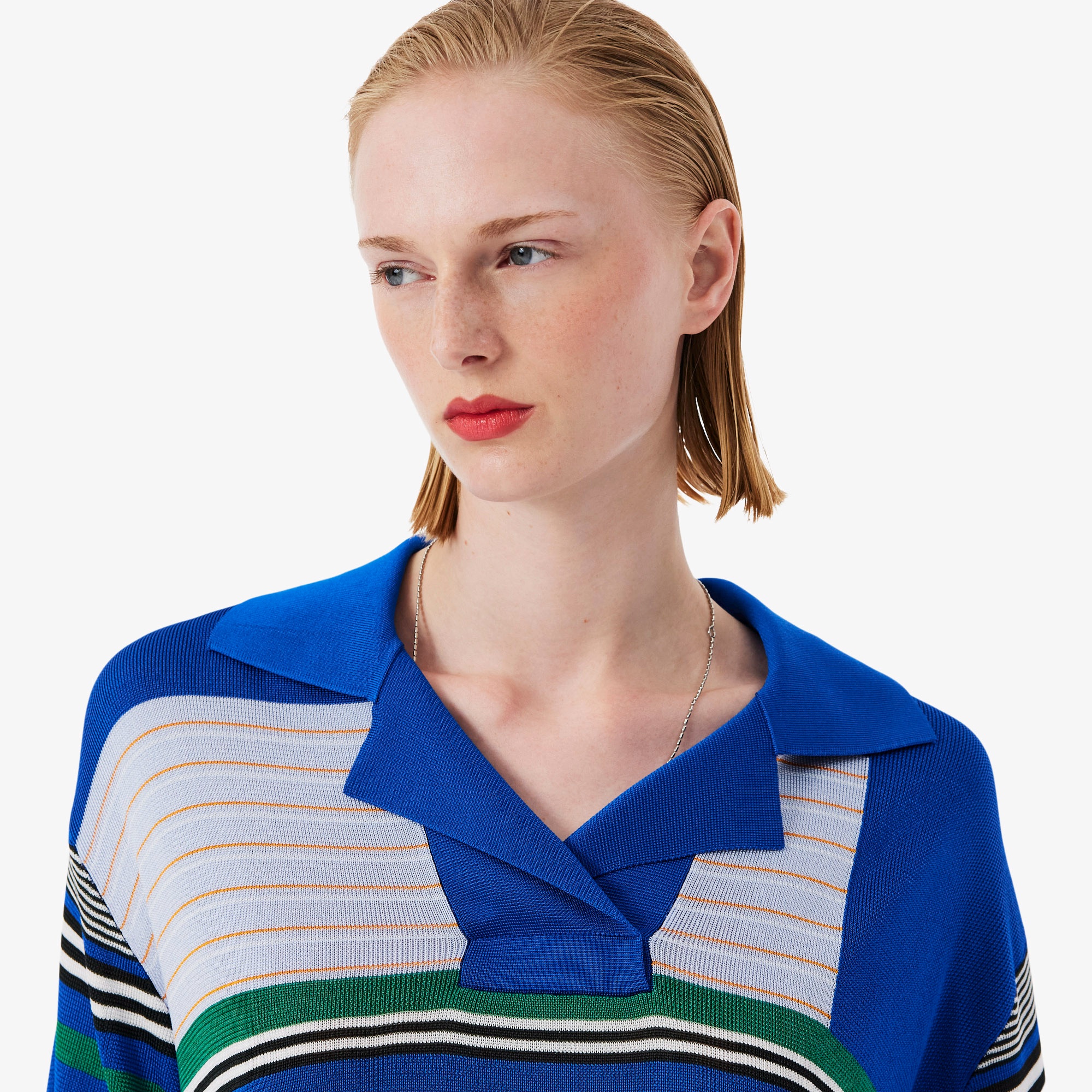 『SS26 Fashion Show』 マルチボーダーサテン鹿の子ポロシャツ