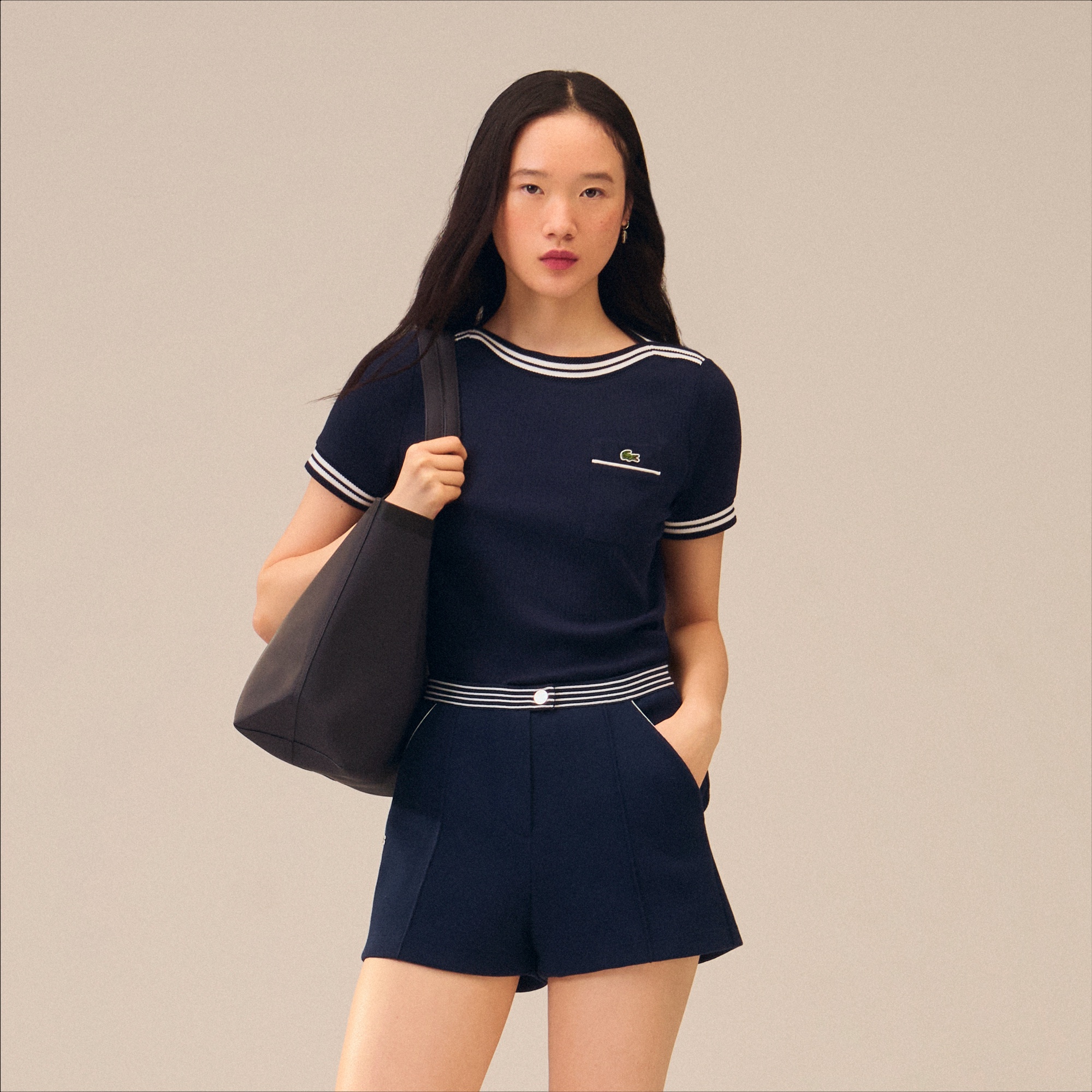 フランスメイド ボートネックリブTシャツ