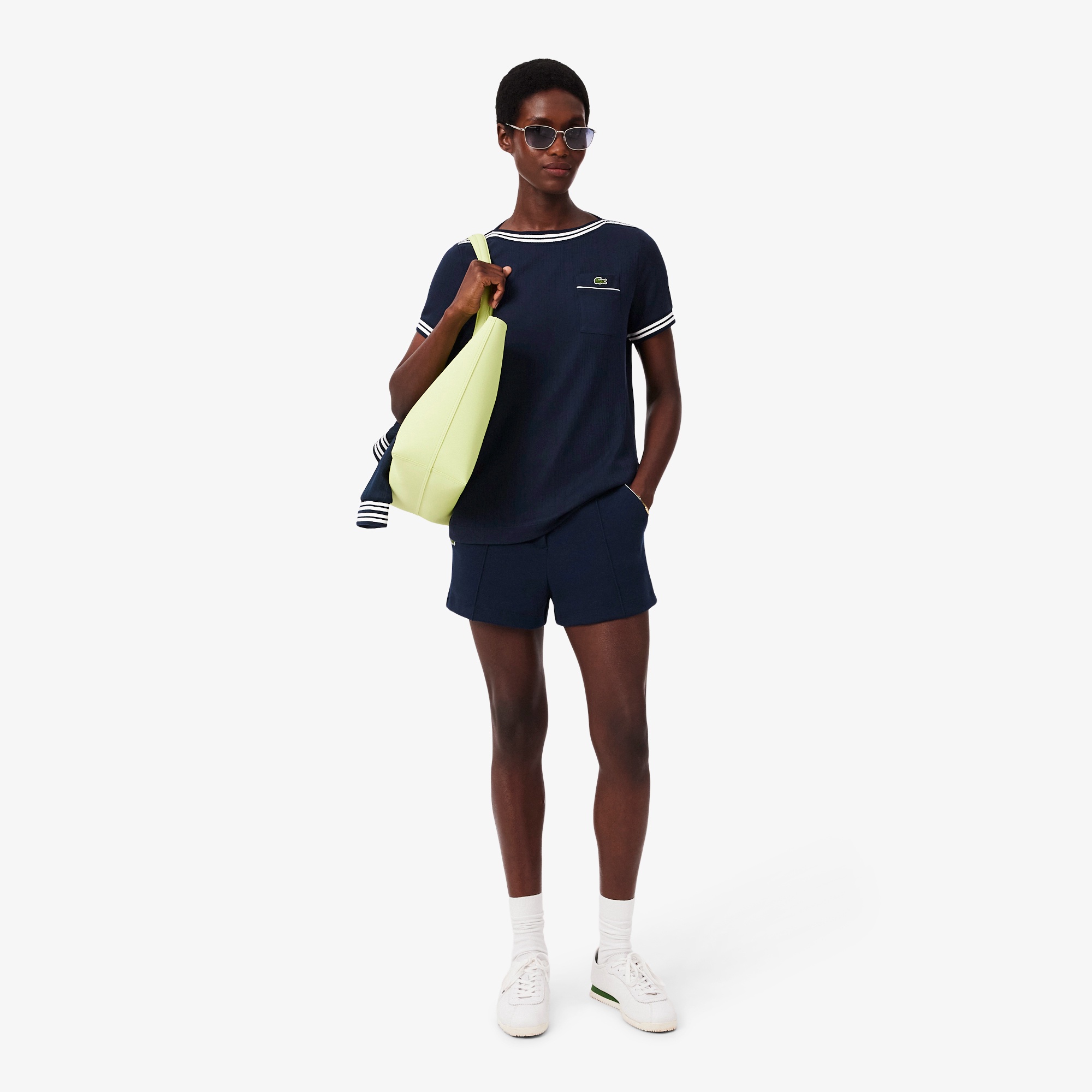 フランスメイド ボートネックリブTシャツ