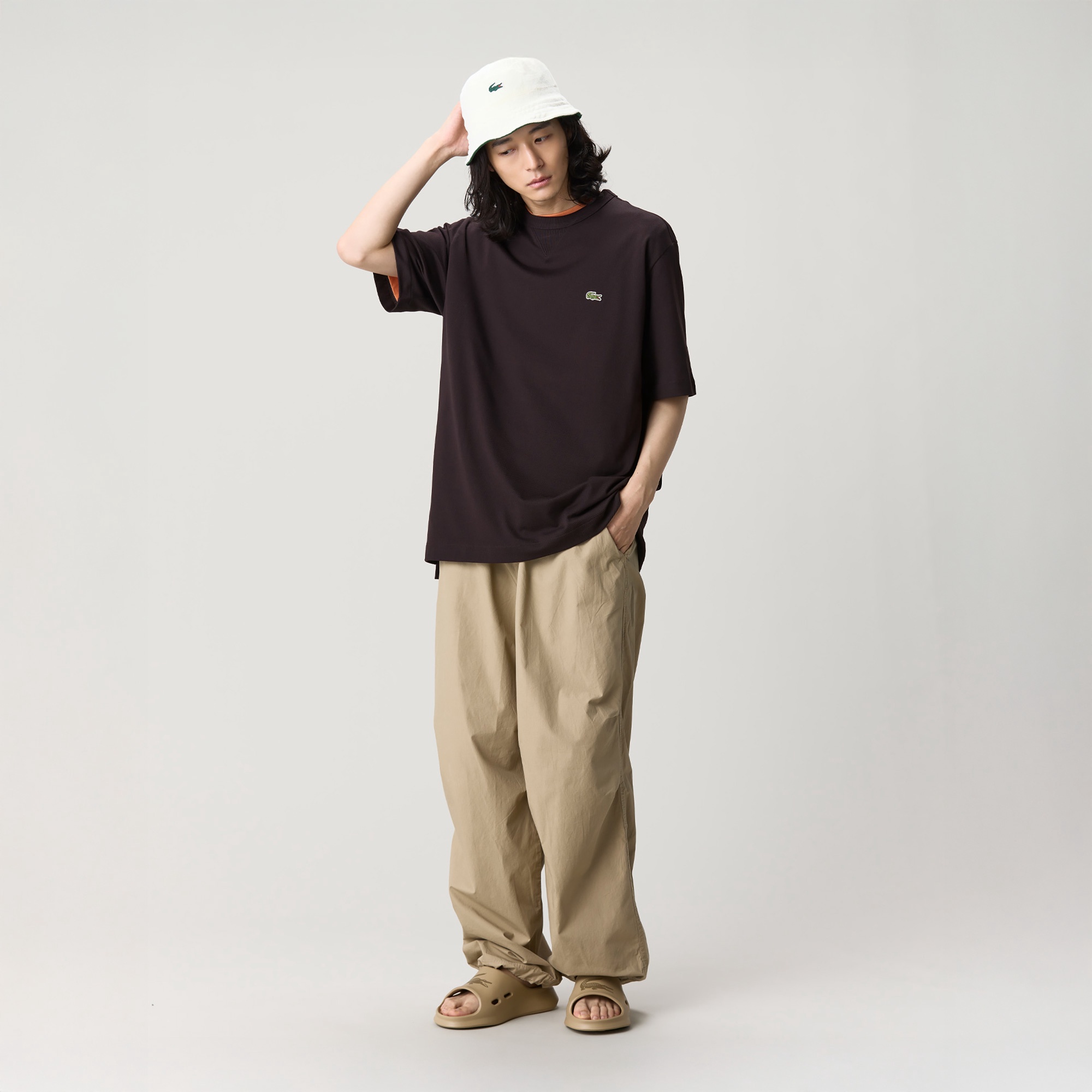 L.12.12アレンジ ガゼット付き鹿の子地Tシャツ