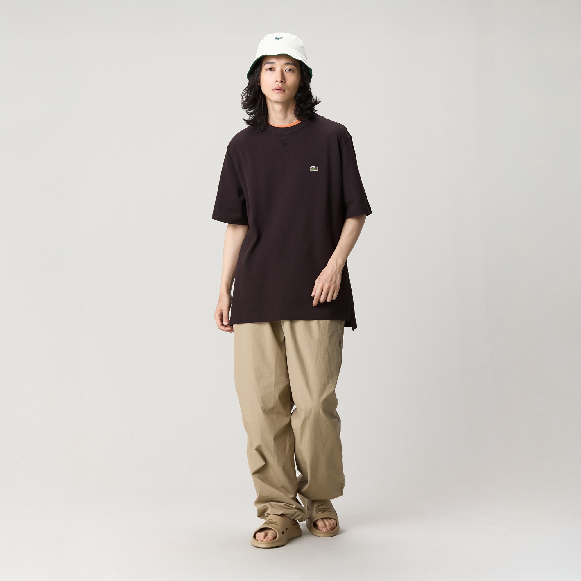 L.12.12アレンジ ガゼット付き鹿の子地Tシャツ