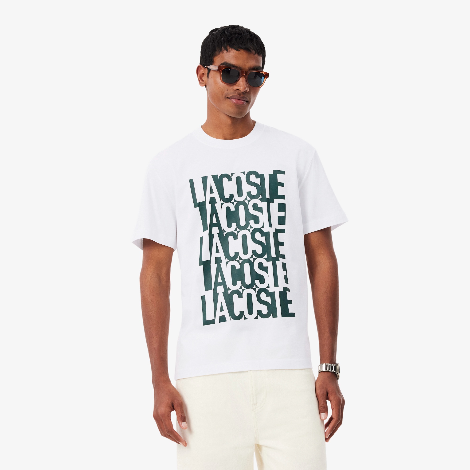 リピートロゴプリントコットンTシャツ