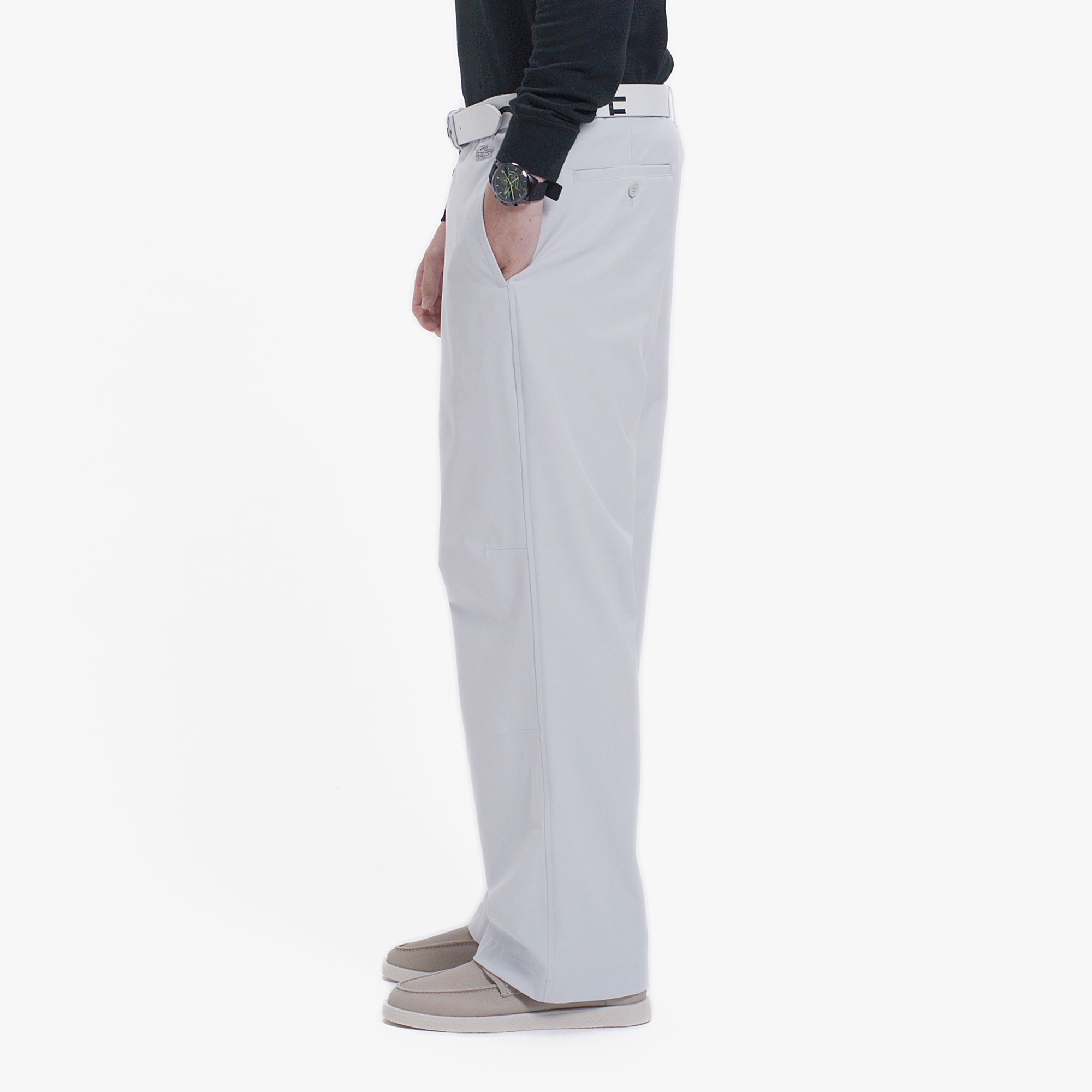 ポリエステルピーチワイドパンツ