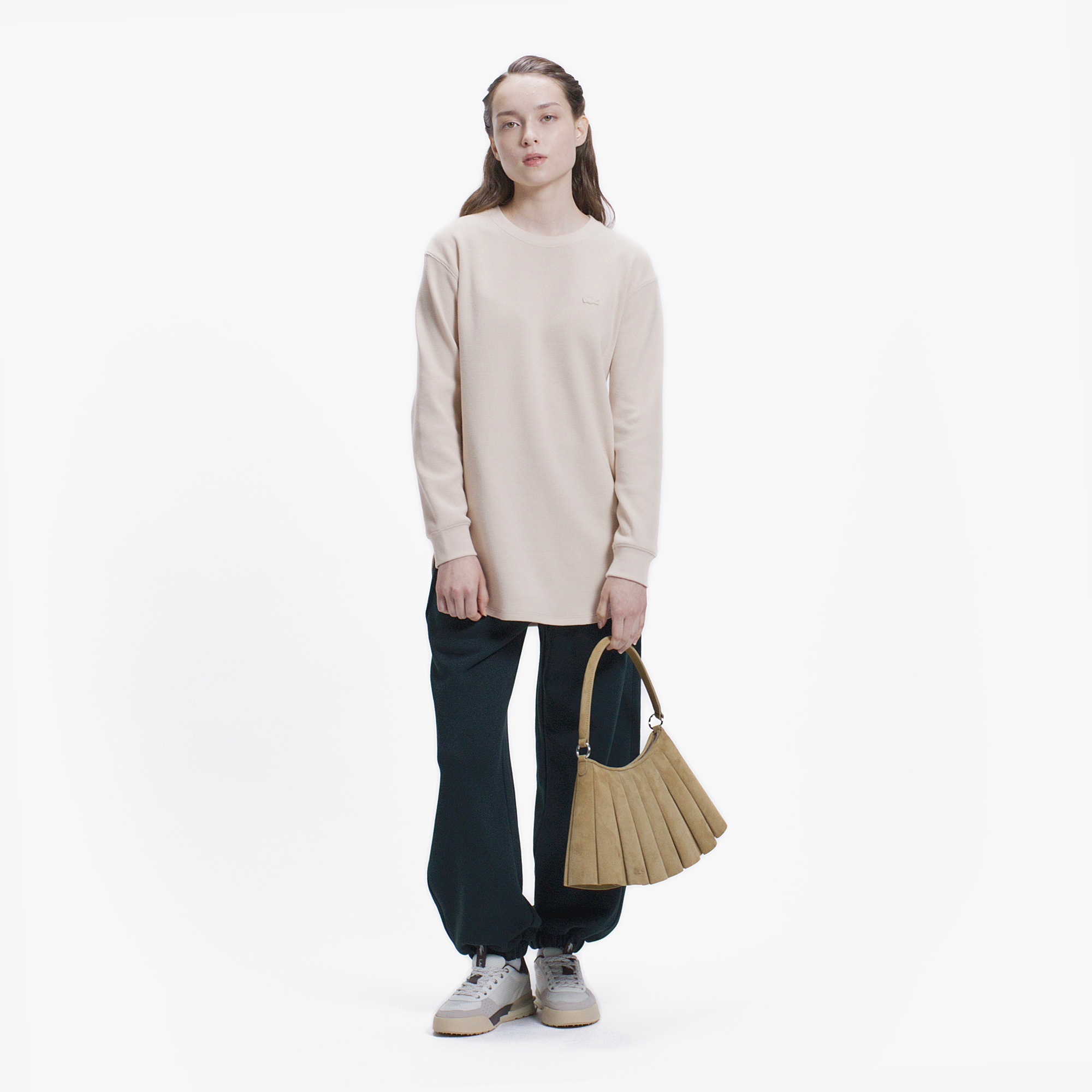 ラウンドヘム ワッフルロングスリーブTシャツ