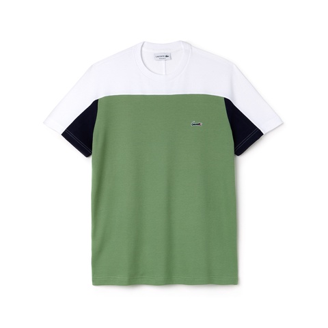 カラーブロック ミニコットンジャカード クルーネックTシャツ (半袖)