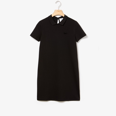 バックオープニング ストレッチ ミニピケ ポロドレス