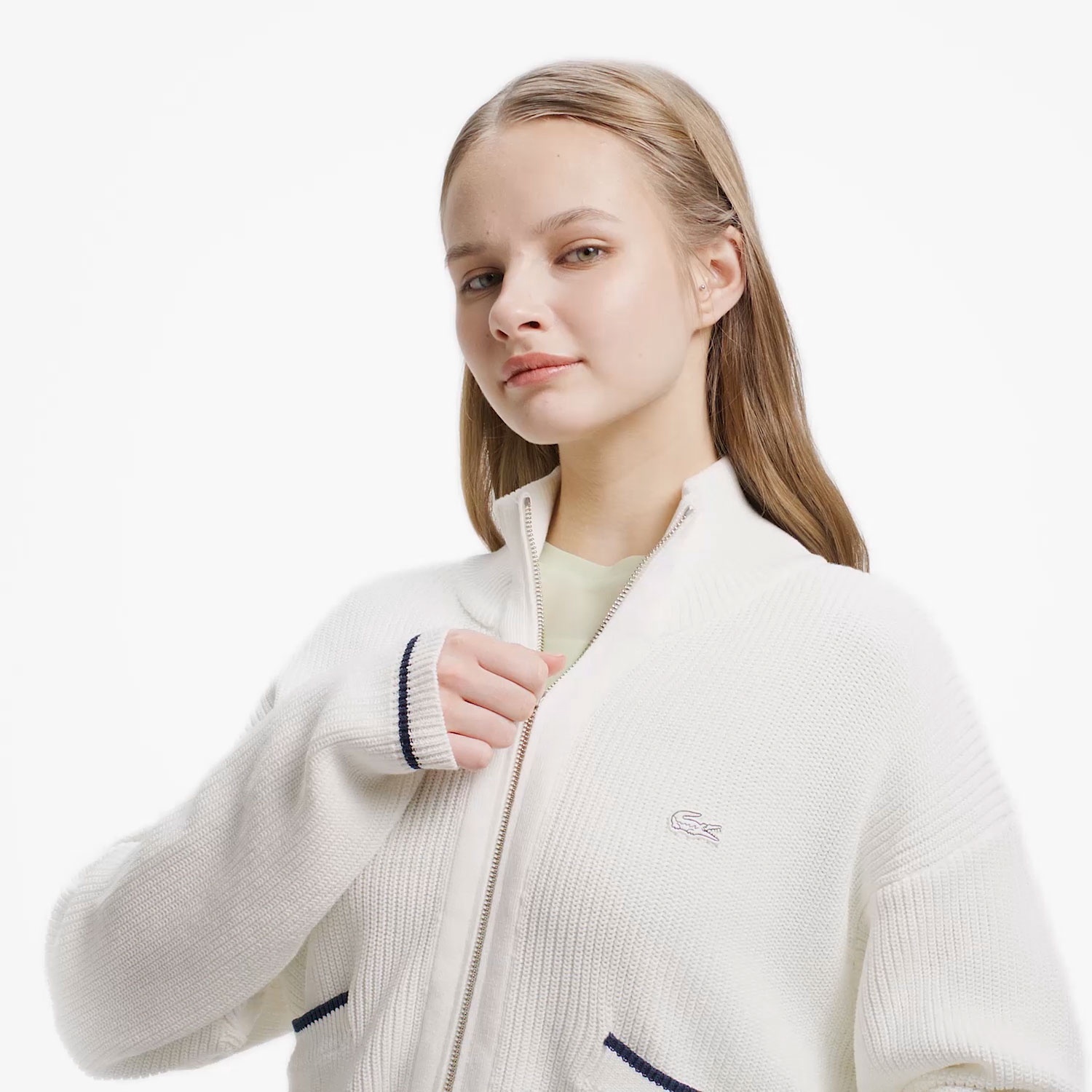 ジップアップローゲージニットブルゾン