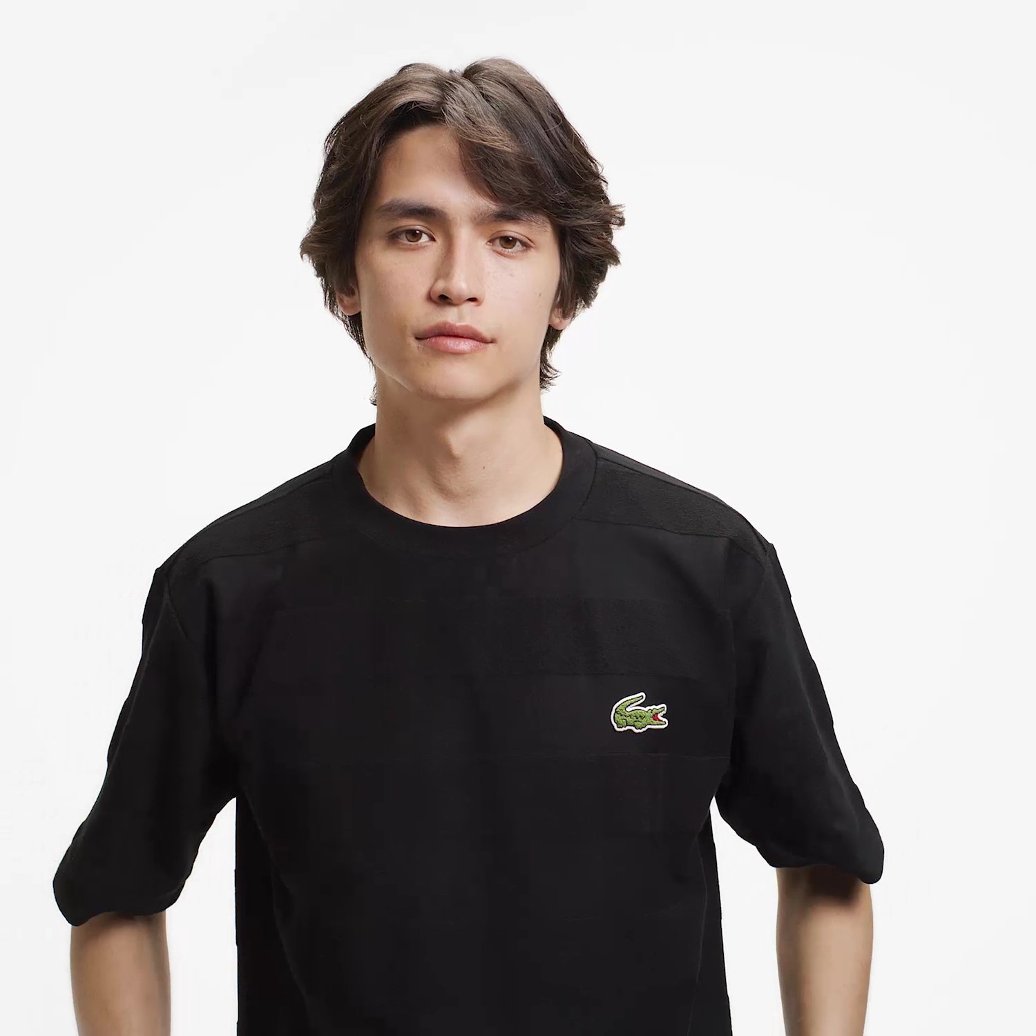 パイル地切り替え同色ボーダーTシャツ