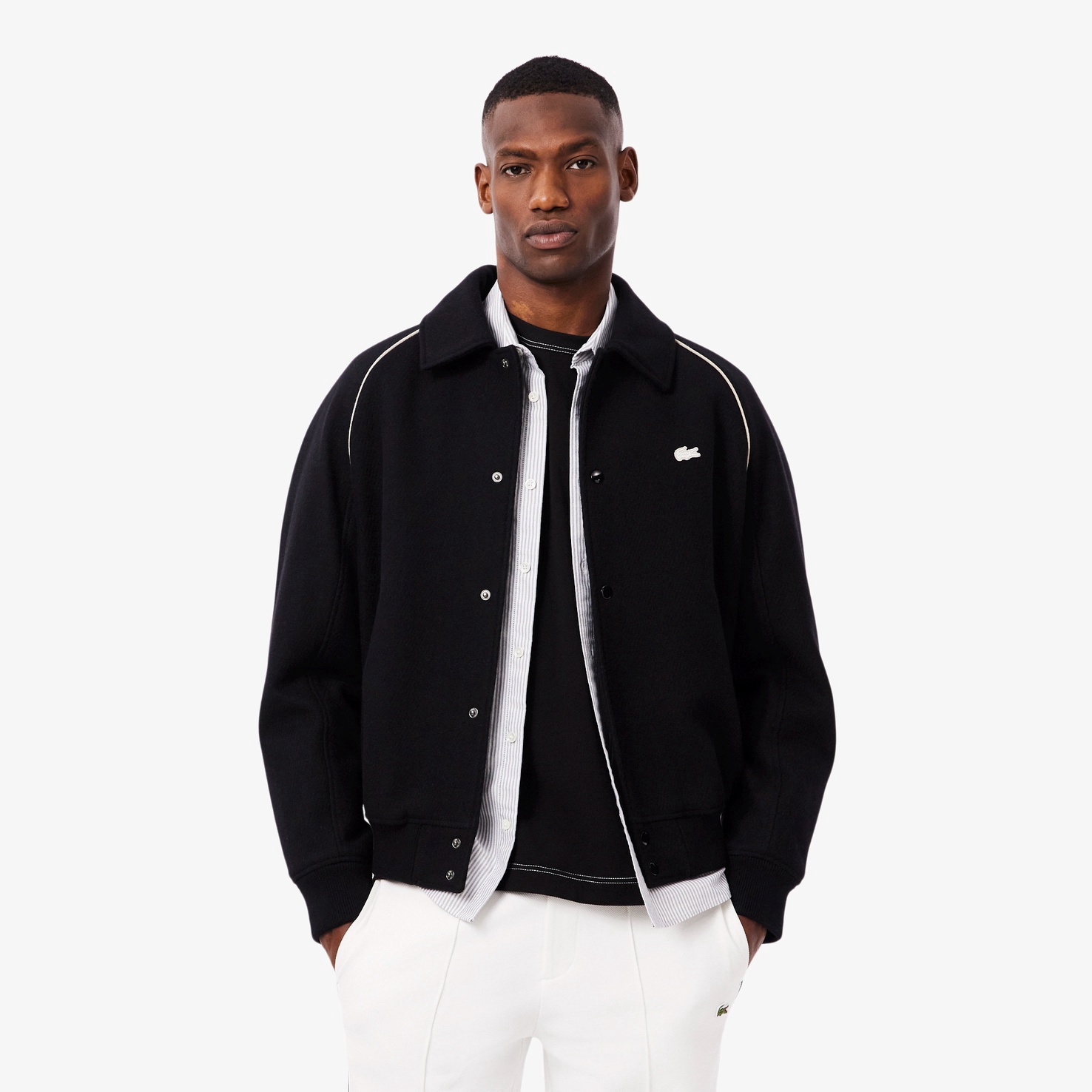 バッジアクセントウールバーシティジャケット