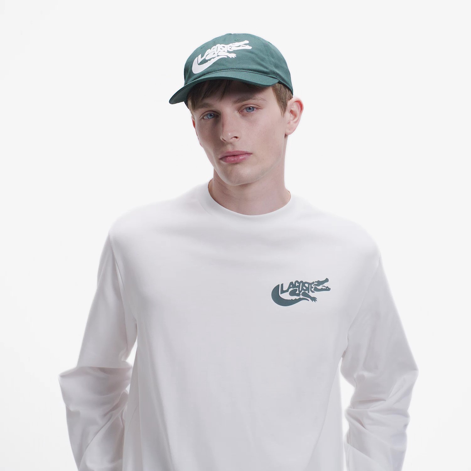 ネーム&ワニロゴグラフィック長袖Tシャツ