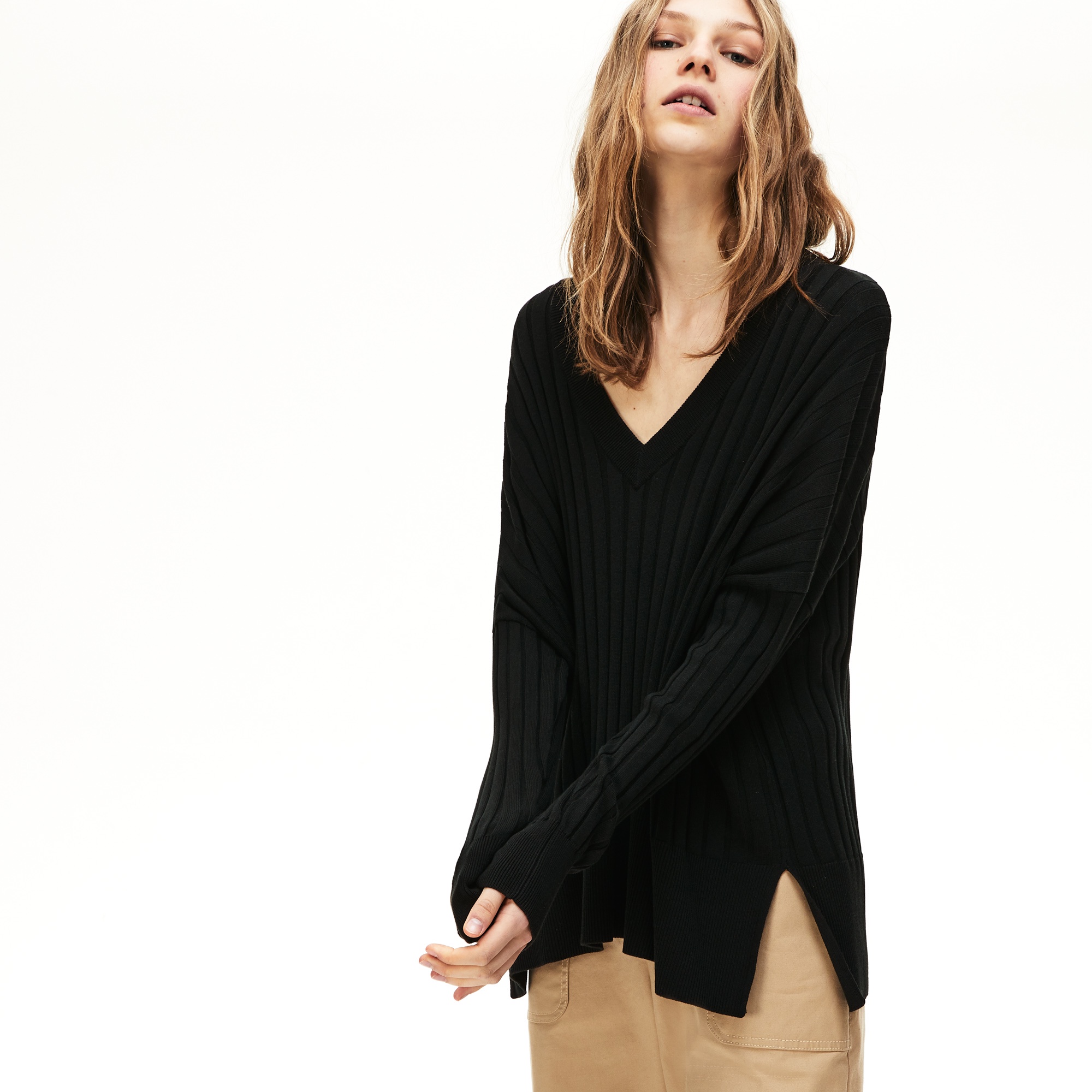 数量は多い 薄手ニット ラコステ M 長袖 ワニ Vネック ボーダー ビビットピンク グレー ニット セーター Www Qiraatafrican Com