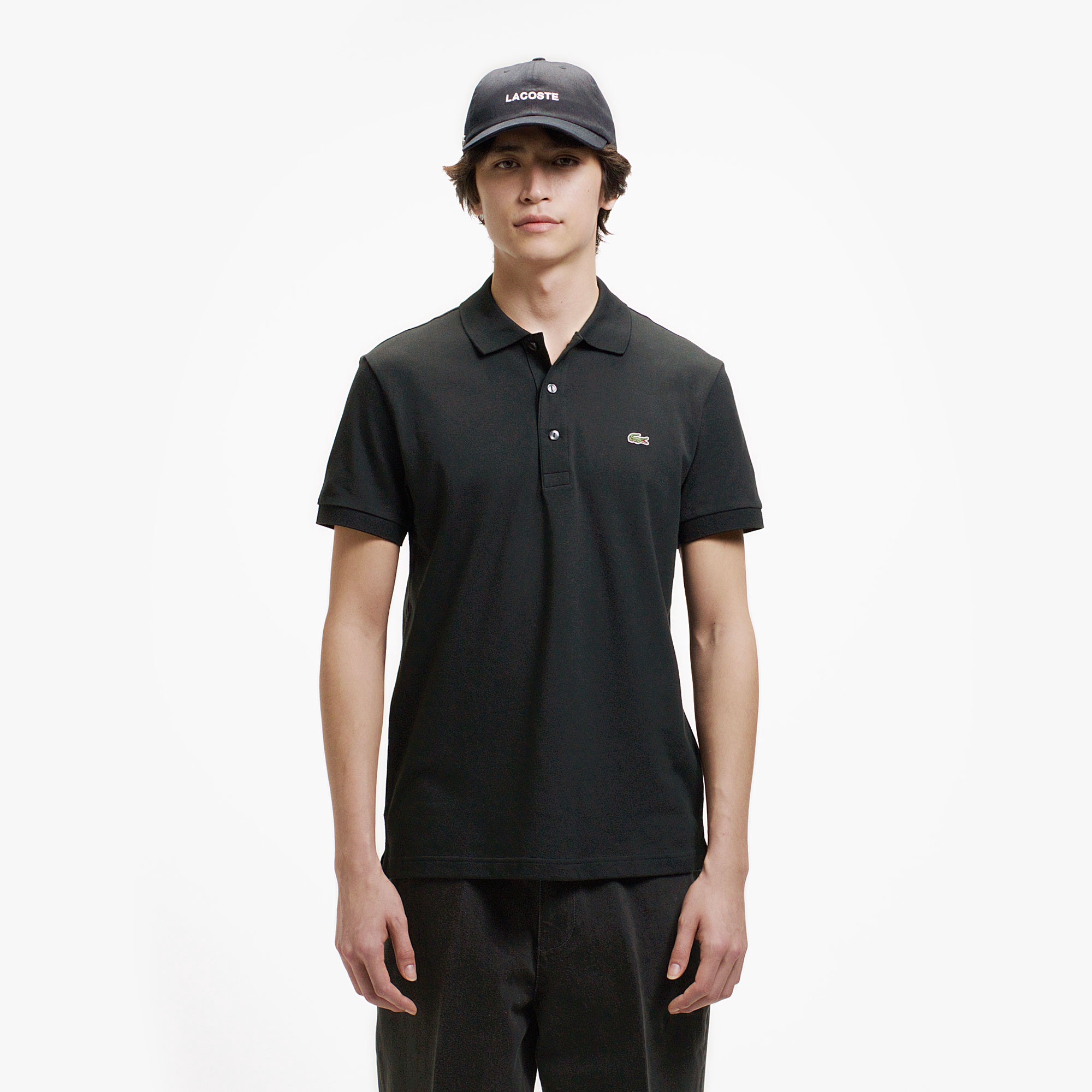 スリムフィットソリッドポロシャツ (半袖)