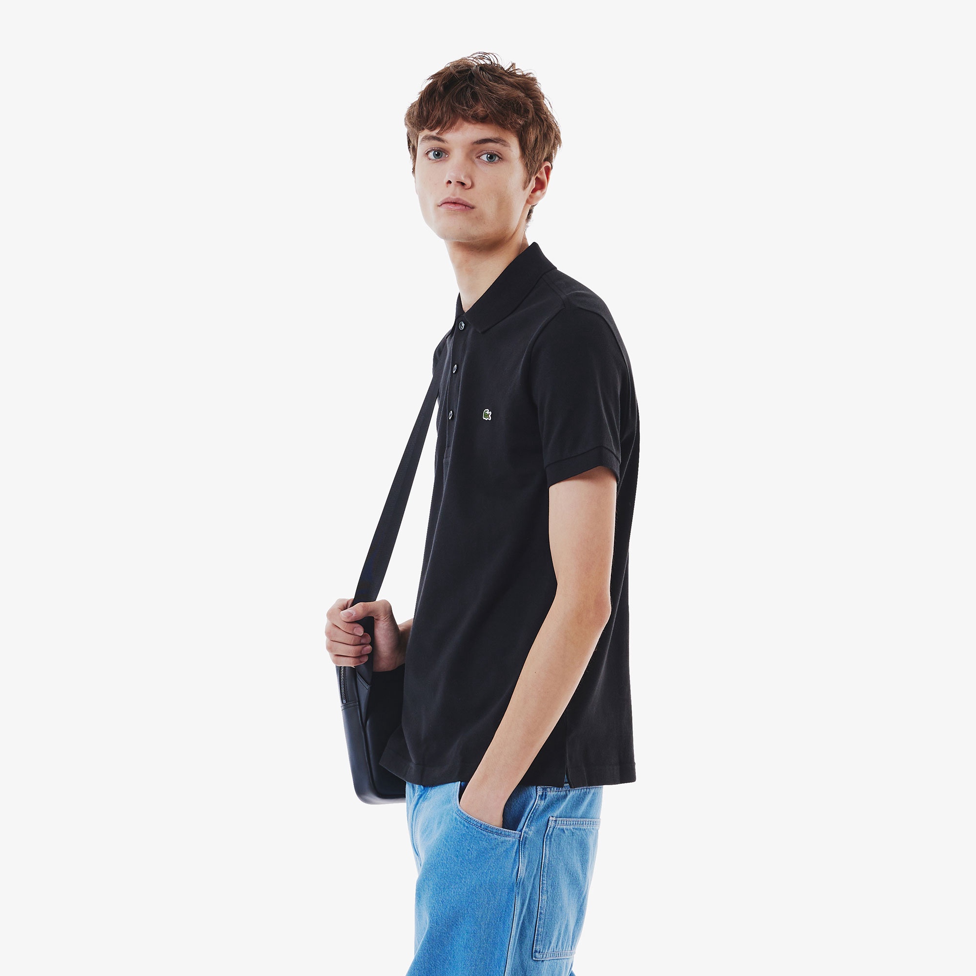 スリムフィットソリッドポロシャツ (半袖)