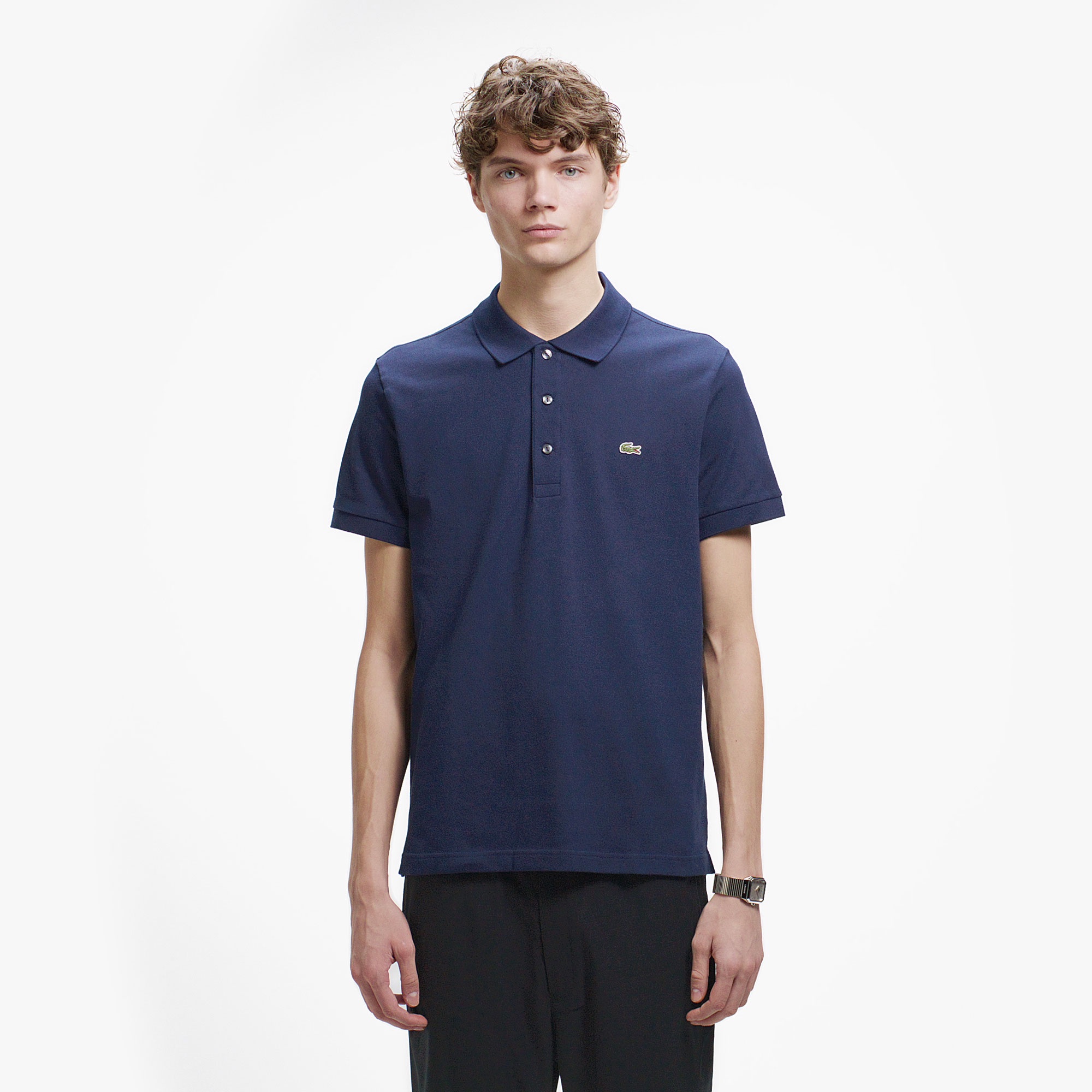 スリムフィットソリッドポロシャツ (半袖)