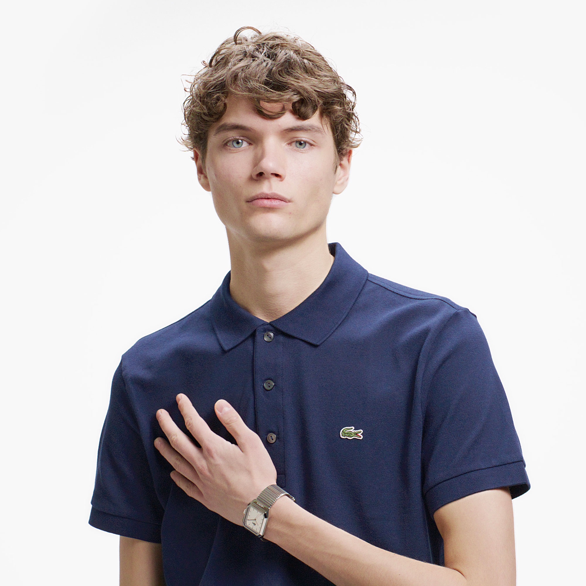 スリムフィットソリッドポロシャツ (半袖)