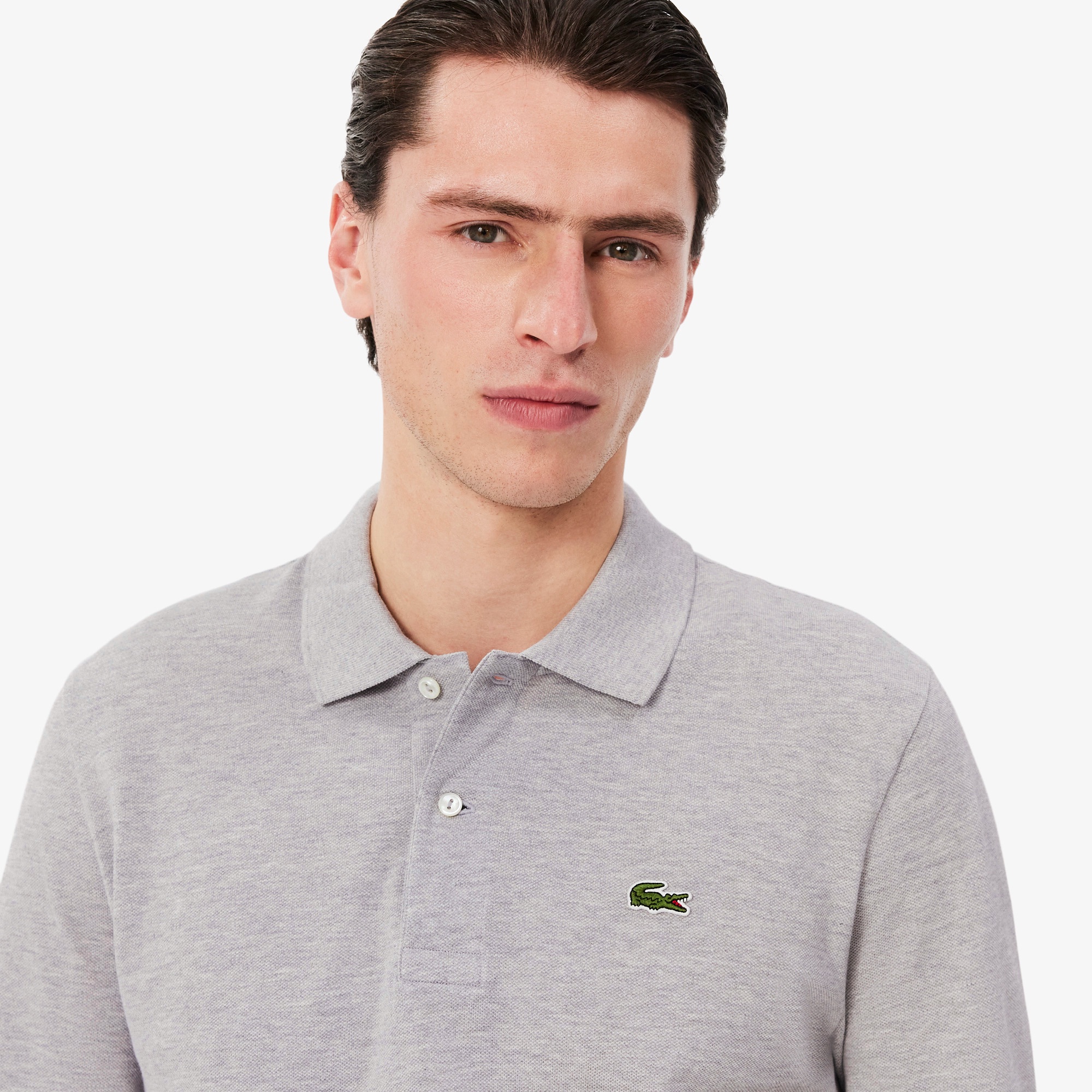 長袖 リブ カラ-ポロシャツ L1313 （杢・長袖)