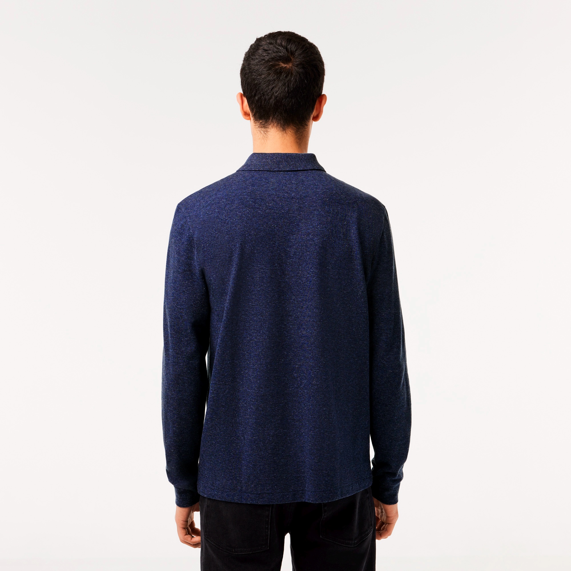 長袖 リブ カラ-ポロシャツ L1313 （杢・長袖)